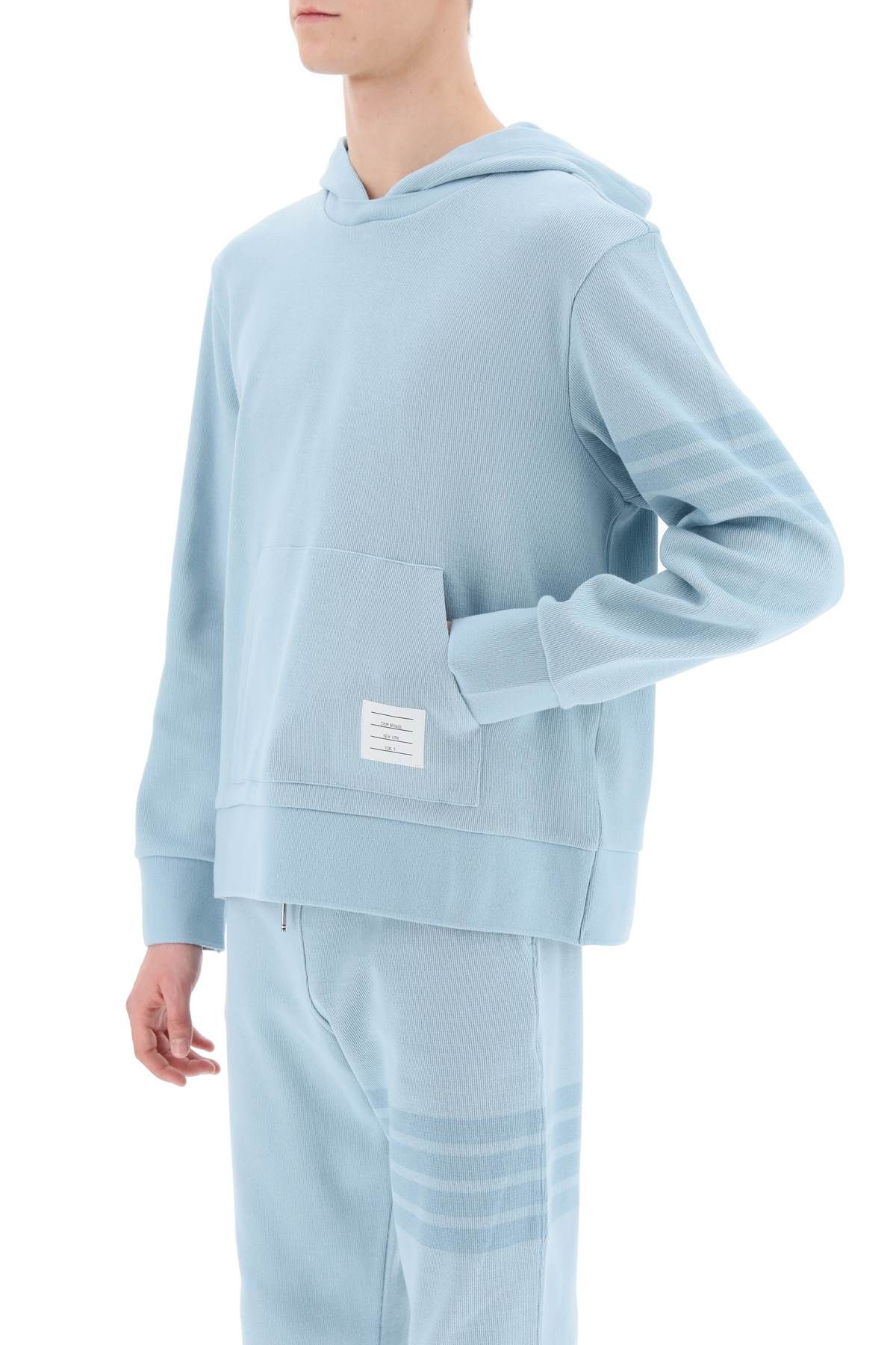 Shop Thom Browne 4-bar Hoodie In Cotton Knit In Light Blue