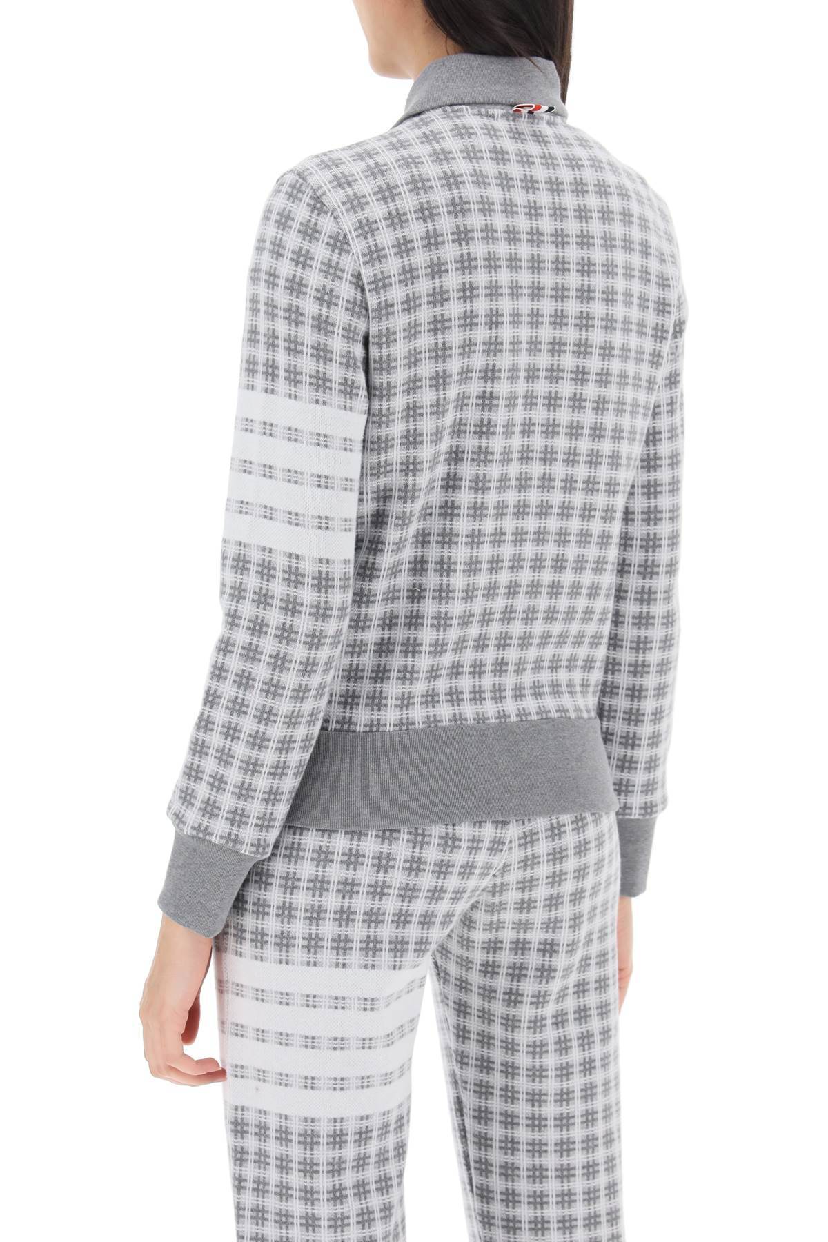 Shop Thom Browne 4-bar Sweatshirt In Check Knit In Grey