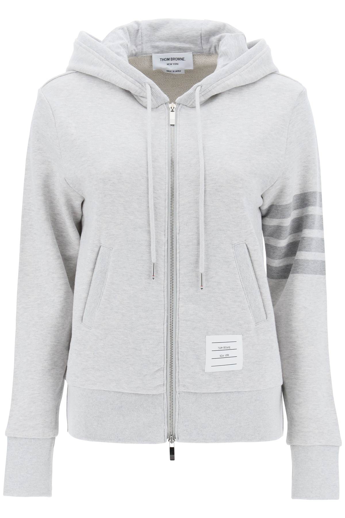 Shop Thom Browne 4-bar Hoodie With Zipper And In Grey