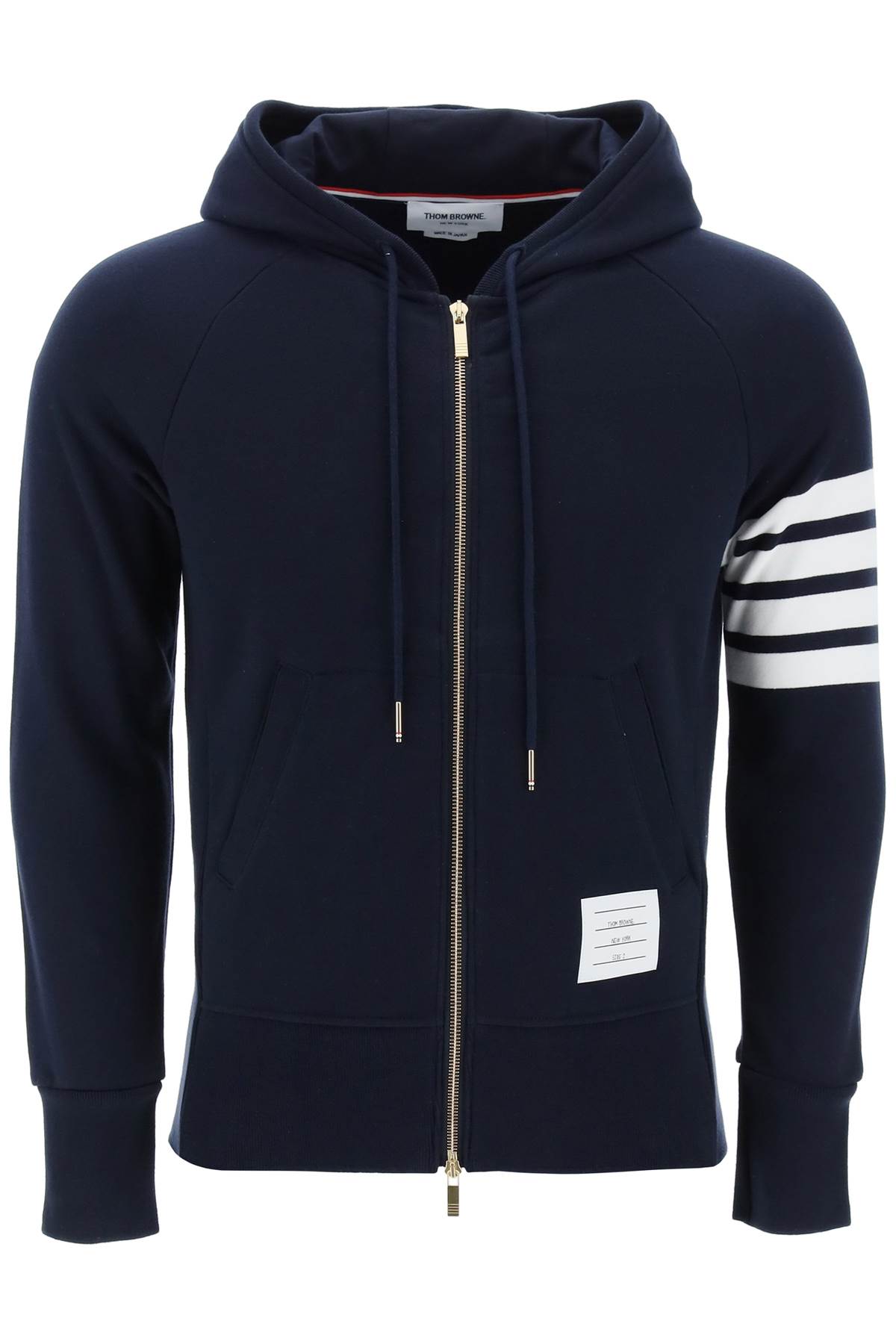 Shop Thom Browne 4-bar Zip-up Hoodie In Blue