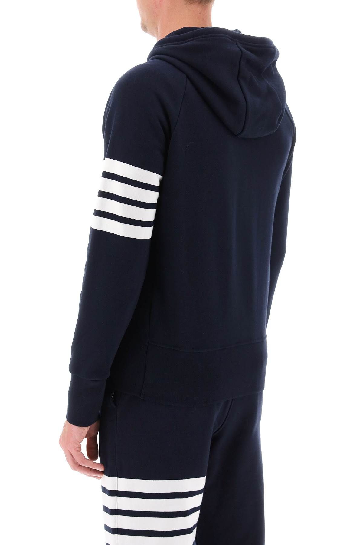 Shop Thom Browne 4-bar Zip-up Hoodie In Blue