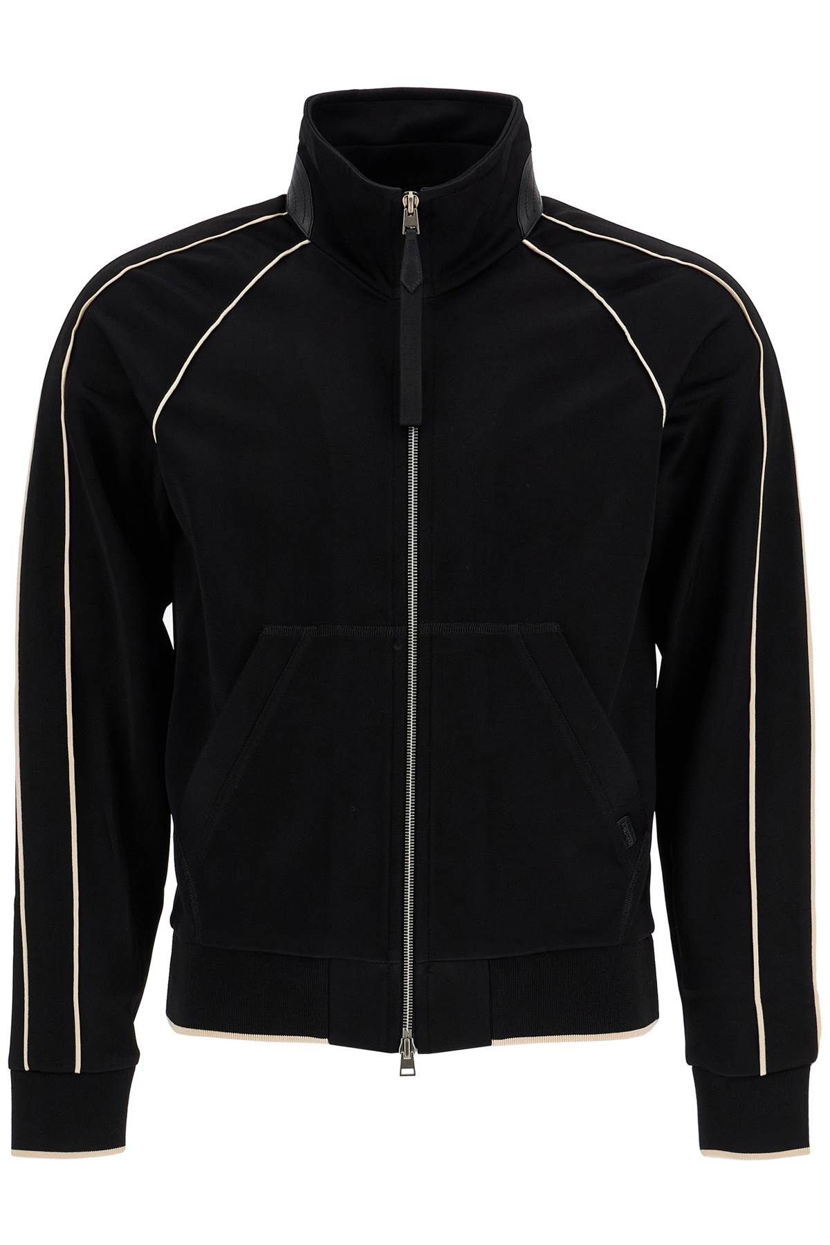 Shop Tom Ford "v-neck Viscose Zip-up In Black