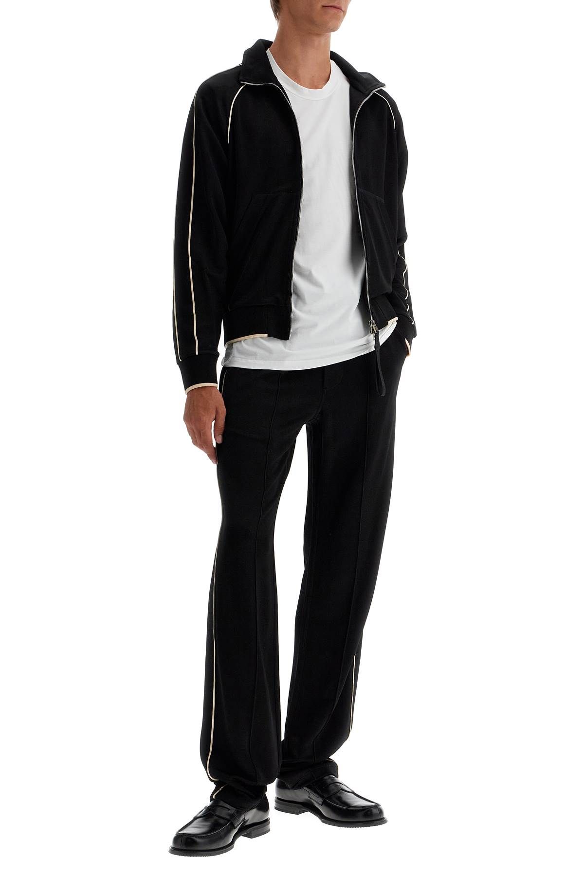 Shop Tom Ford "v-neck Viscose Zip-up In Black