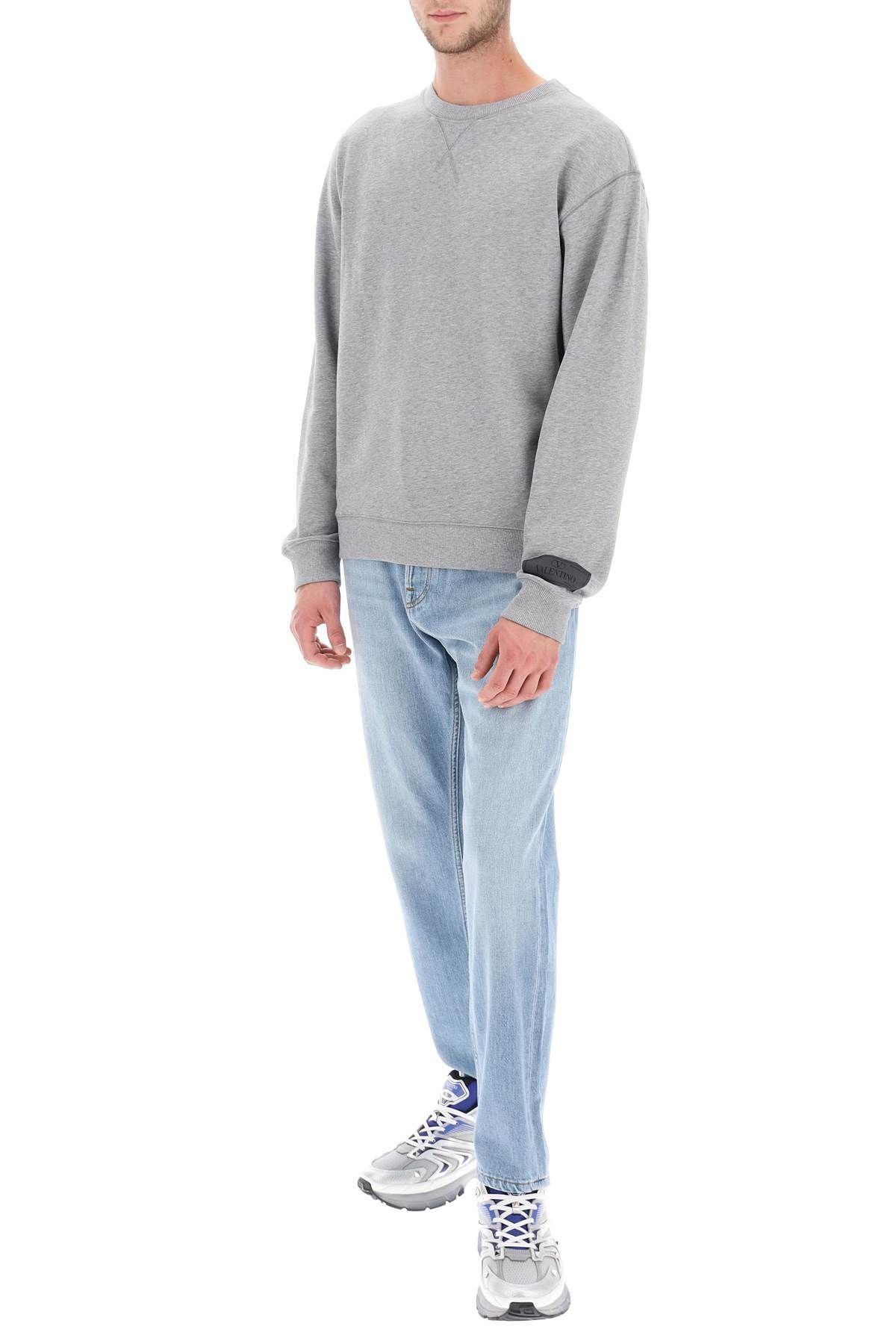 Shop Valentino Melange Cotton Sweatshirt In Grey