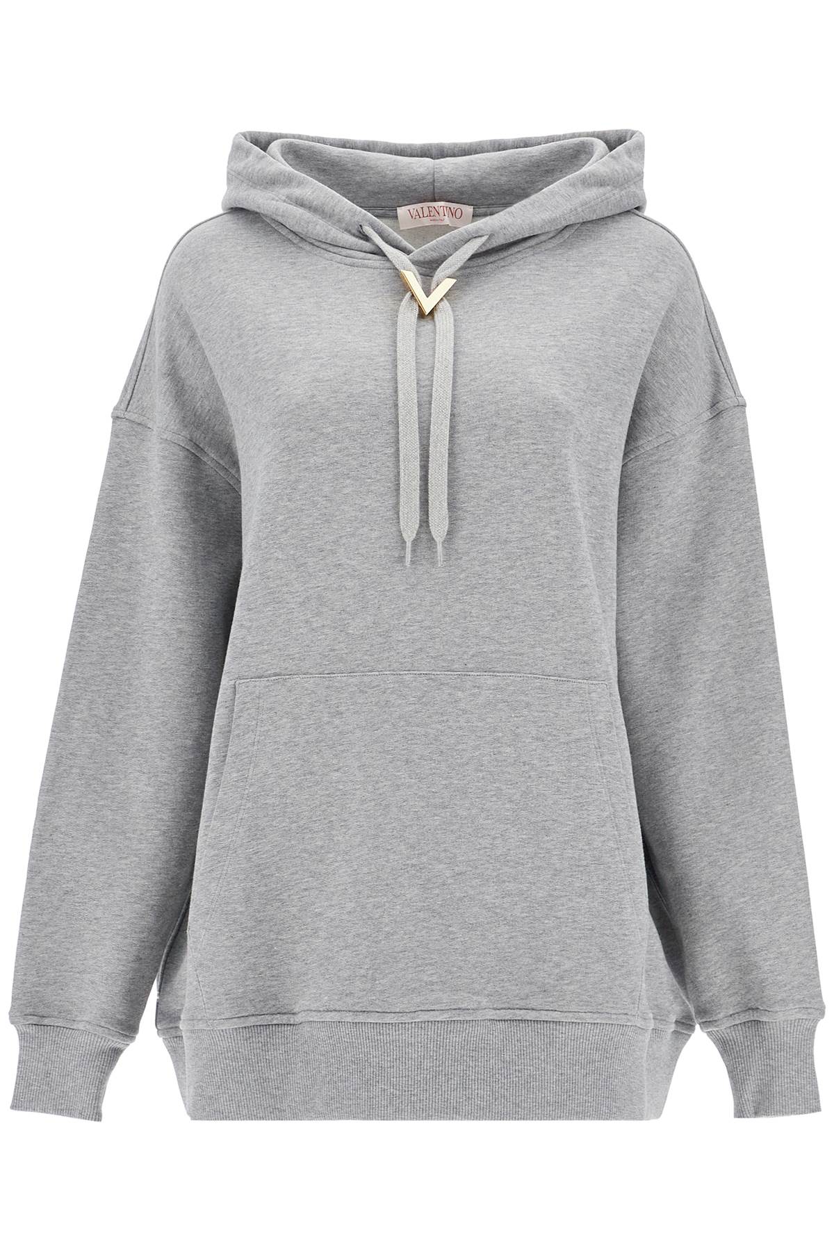 Shop Valentino Oversized Hoodie With Hood In Grey