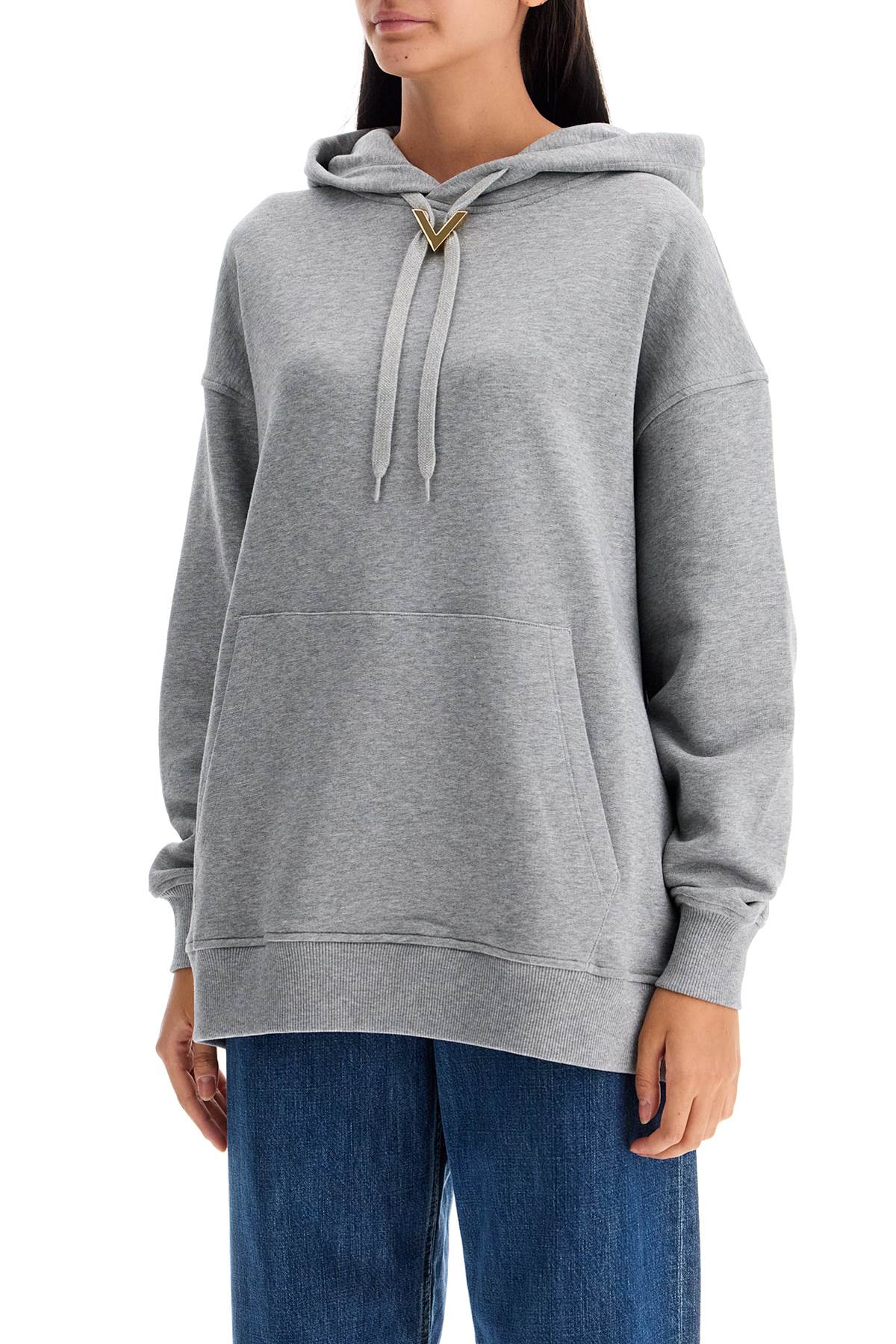 Shop Valentino Oversized Hoodie With Hood In Grey