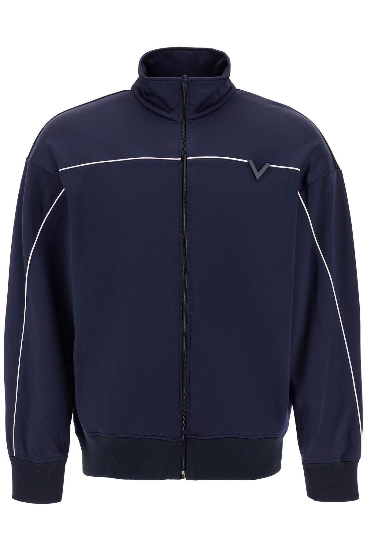 Shop Valentino Metallic V-detail Sports Sweatshirt In Blue