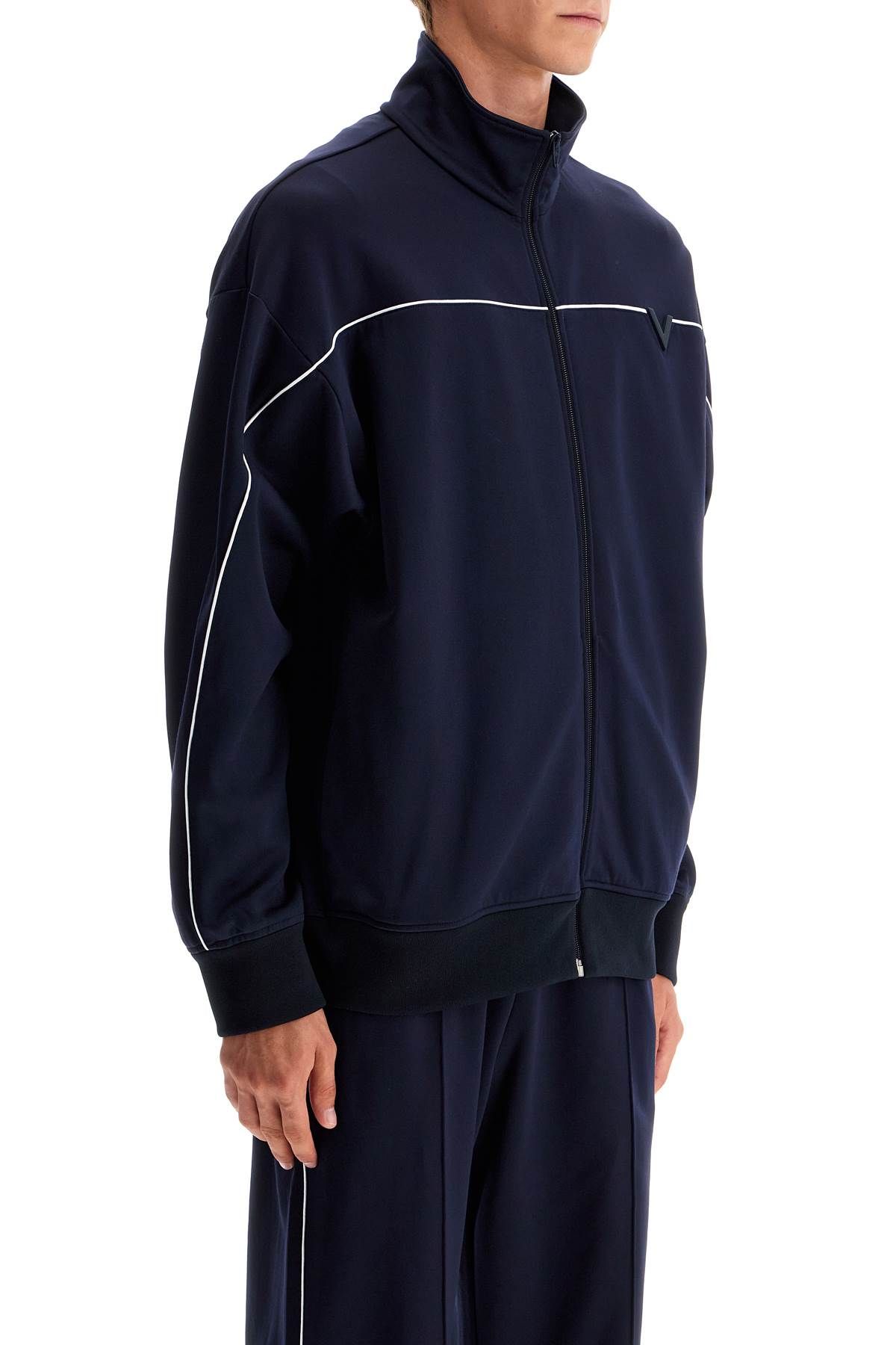 Shop Valentino Metallic V-detail Sports Sweatshirt In Blue