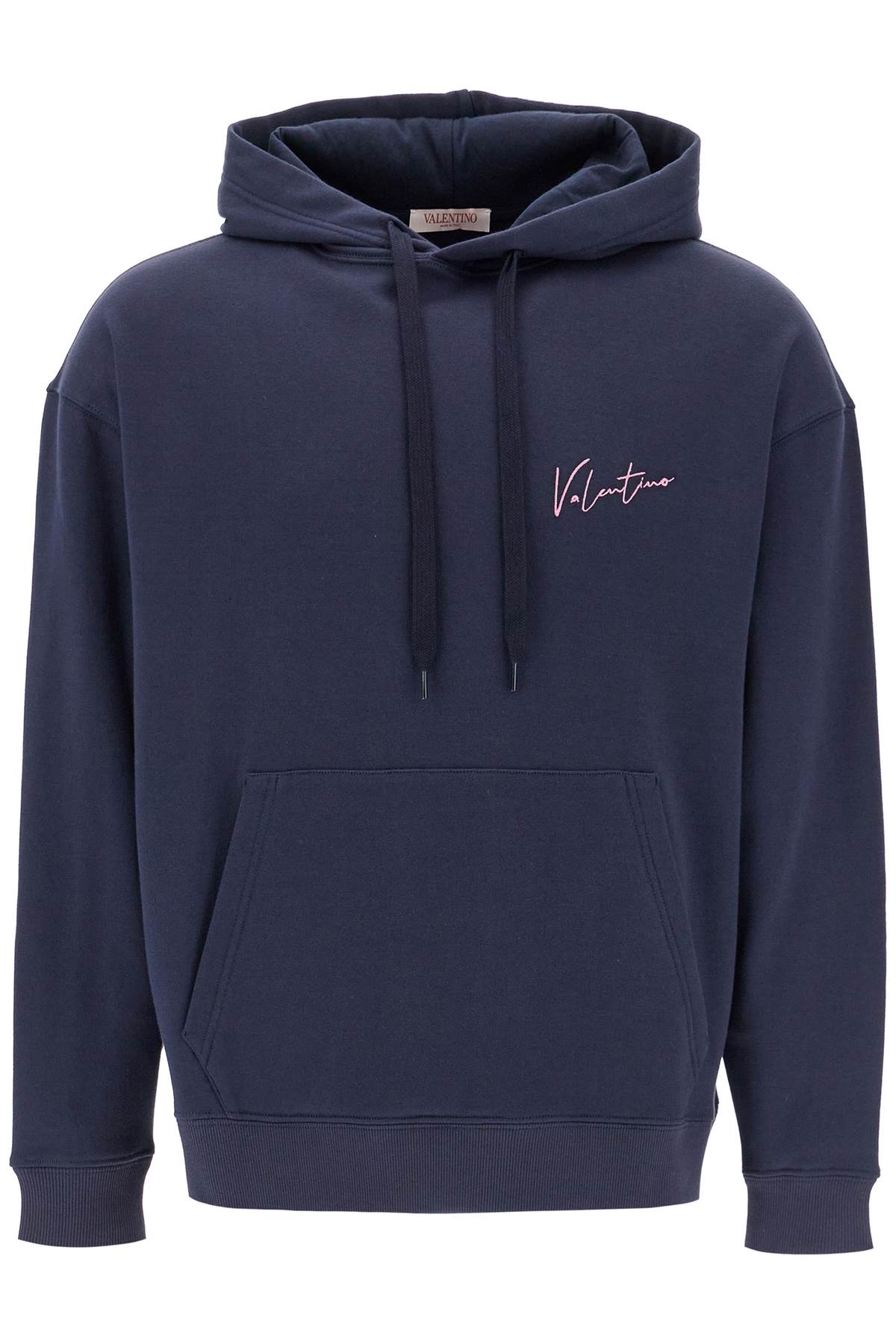 Shop Valentino Hooded Sweatshirt With In Blue