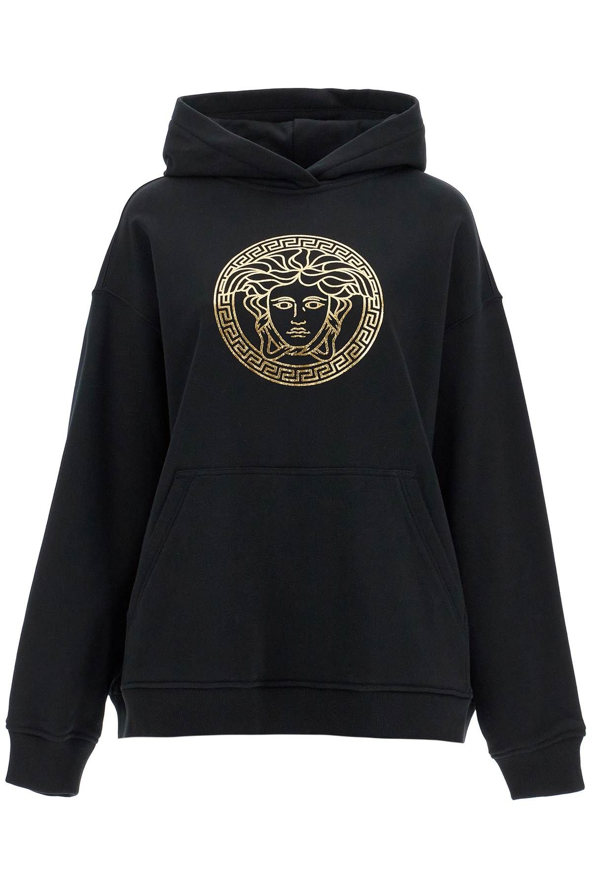 Shop Versace Hooded Sweatshirt With Med In Black