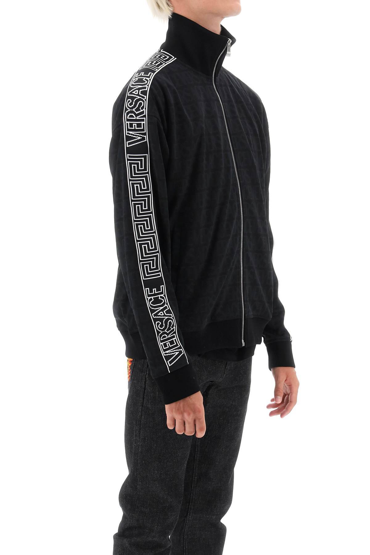 Shop Versace Techno  Allover Track Sweatshirt In Black