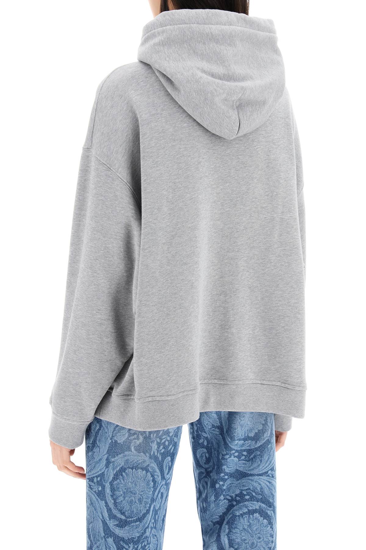 Shop Versace Hooded Sweatshirt With In Grey