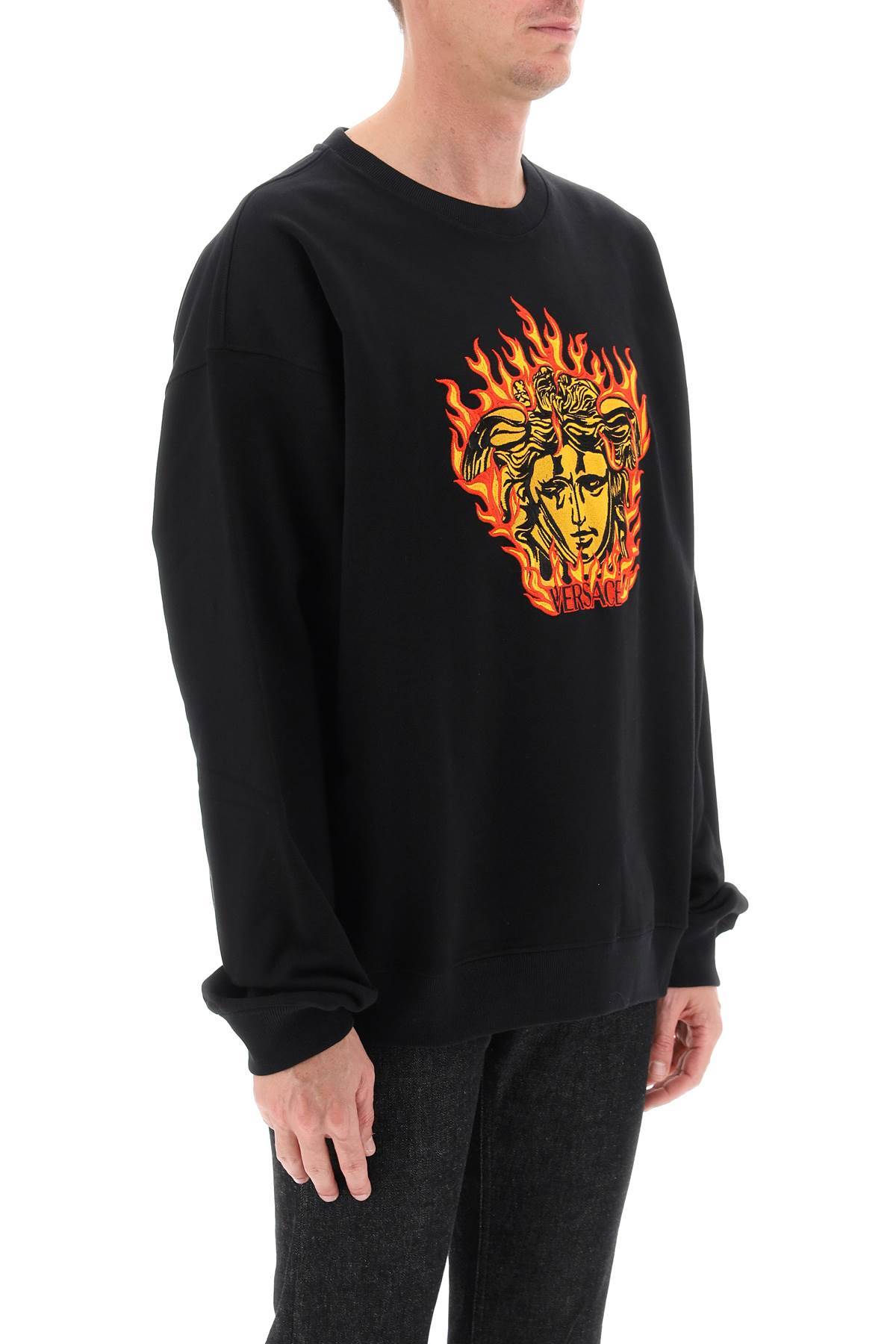 Shop Versace Medusa Flame Sweatshirt In Black,red