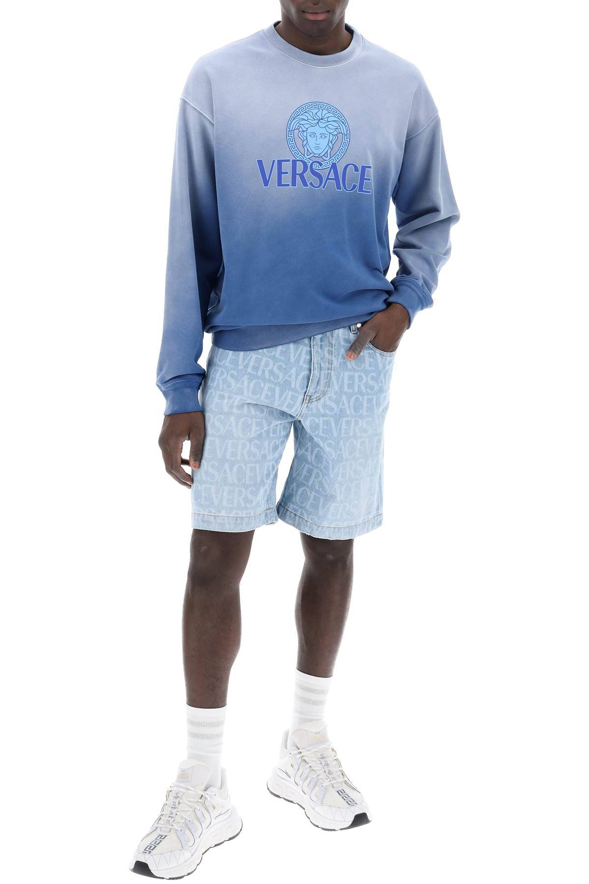 Shop Versace "gradient Medusa Sweatshirt In Blue,light Blue