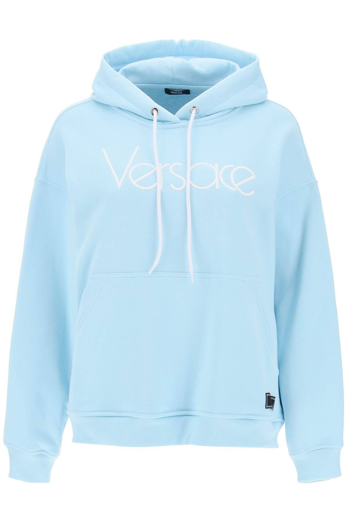 Shop Versace Hoodie With 1978 Re-edition Logo In Light Blue