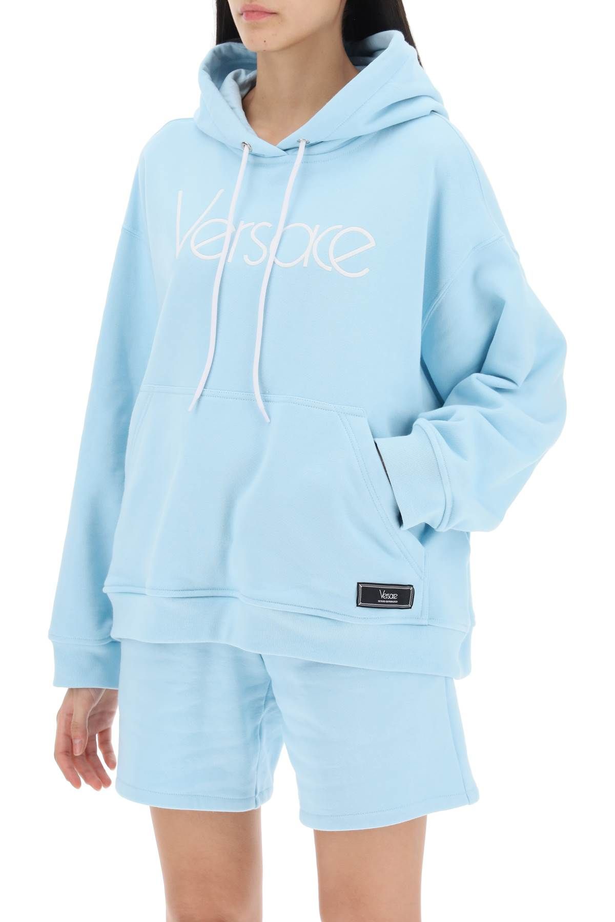 Shop Versace Hoodie With 1978 Re-edition Logo In Light Blue