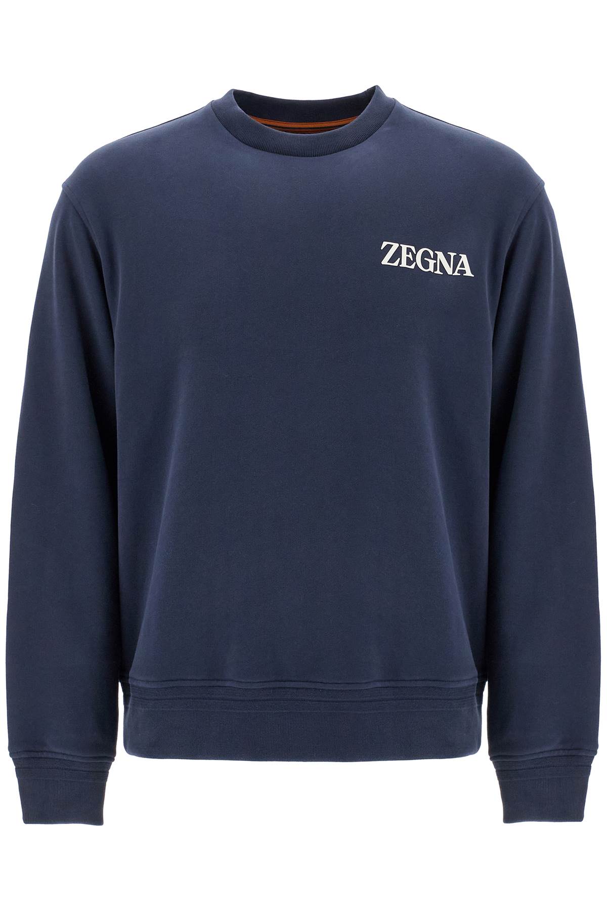 Shop Zegna Cotton Crewneck Sweatshirt In Blue