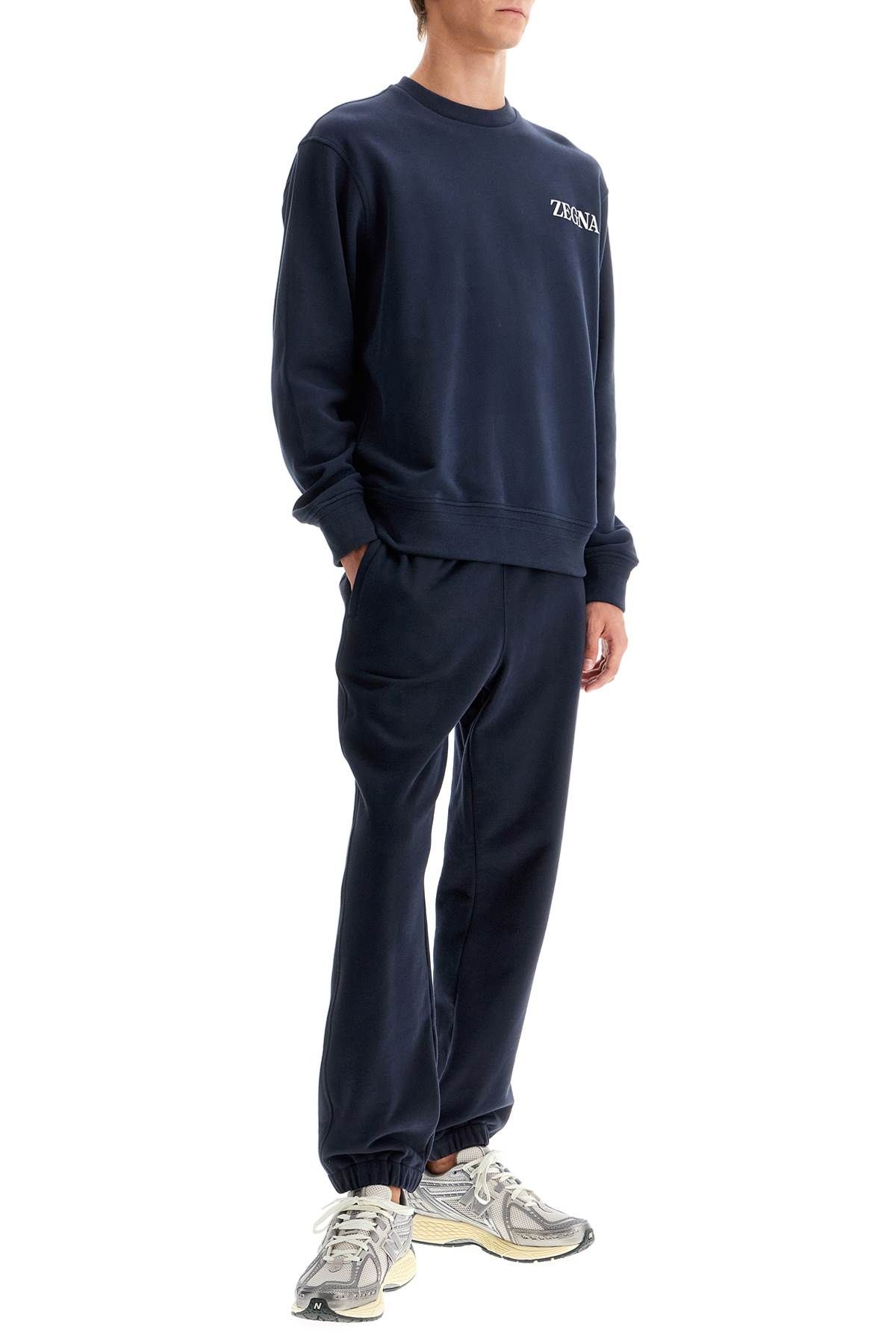 Shop Zegna Cotton Crewneck Sweatshirt In Blue