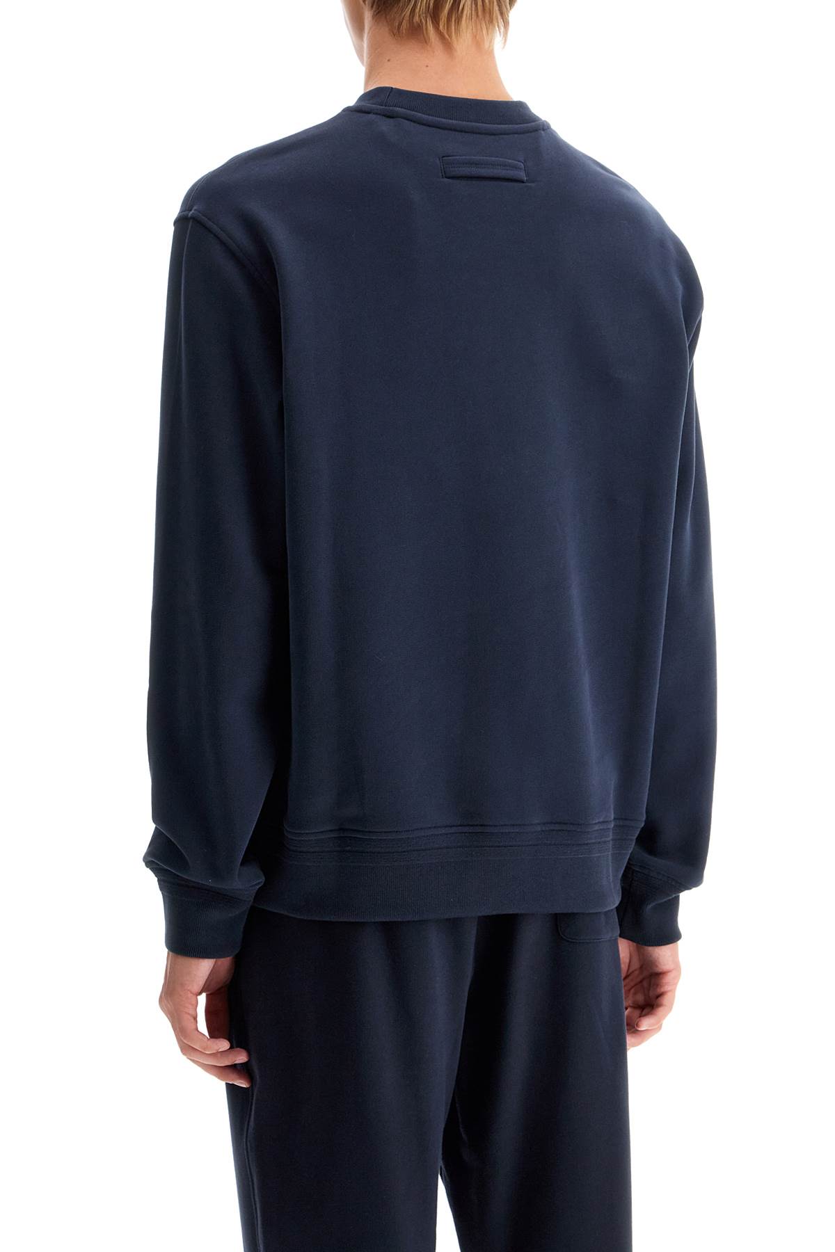 Shop Zegna Cotton Crewneck Sweatshirt In Blue