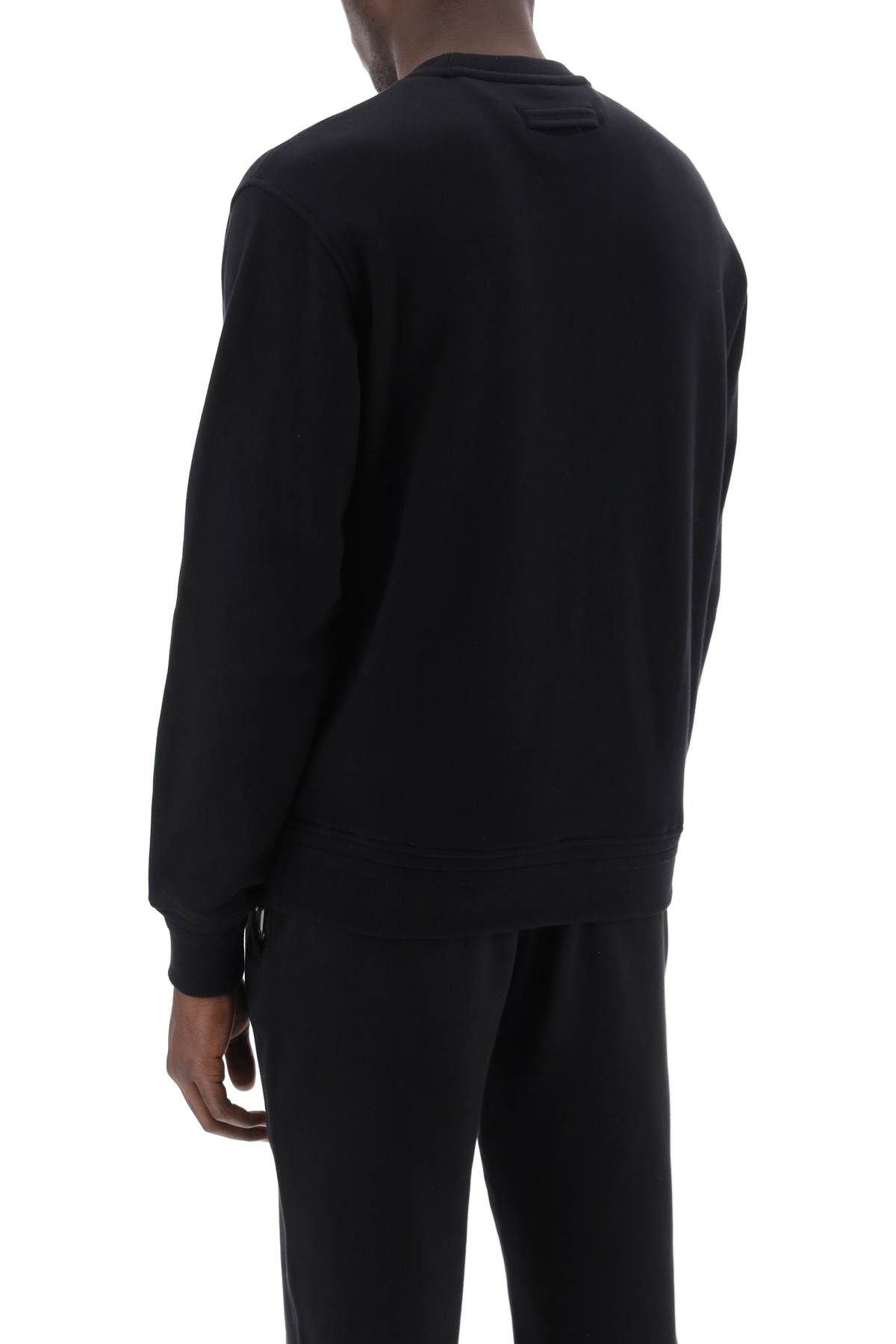 Shop Zegna Crewneck Sweatshirt With Rubberized Logo In Black