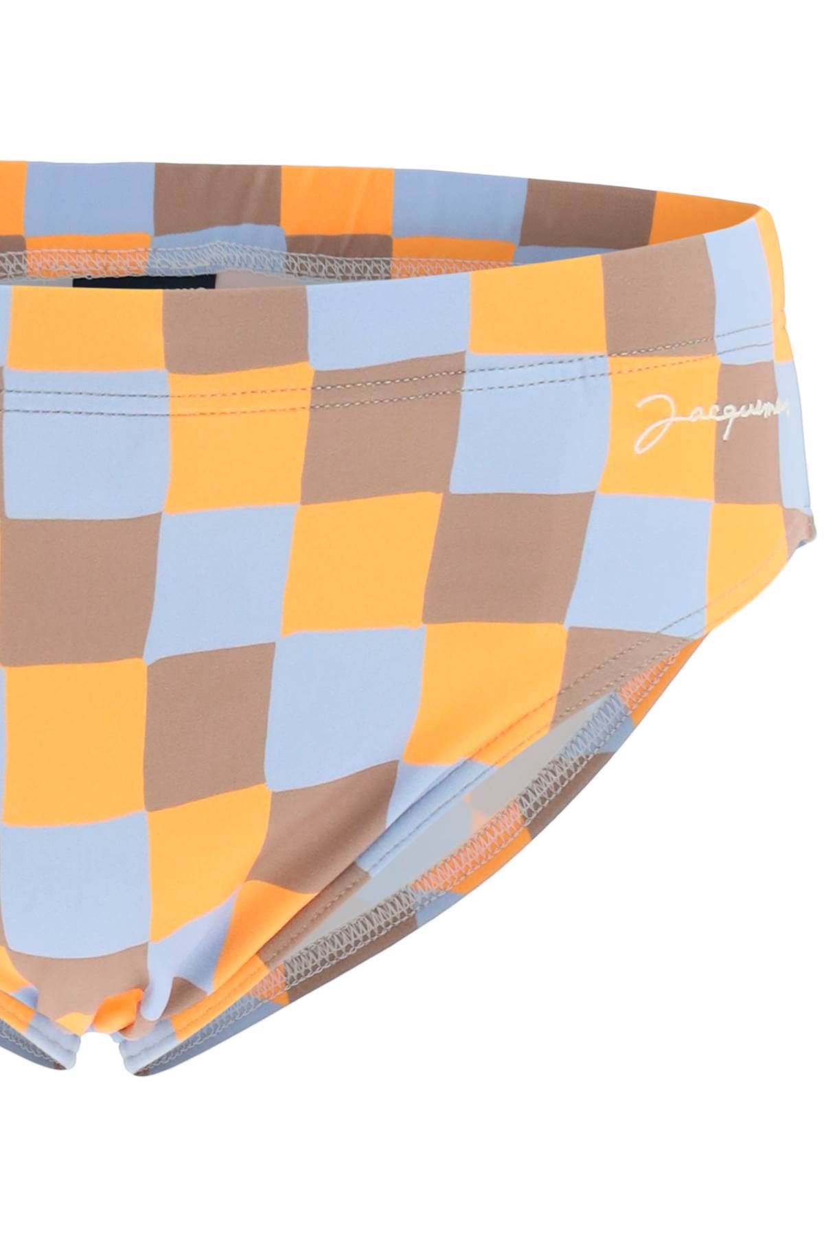 Shop Jacquemus 'orange Damier' Swim Briefs In Multicolor