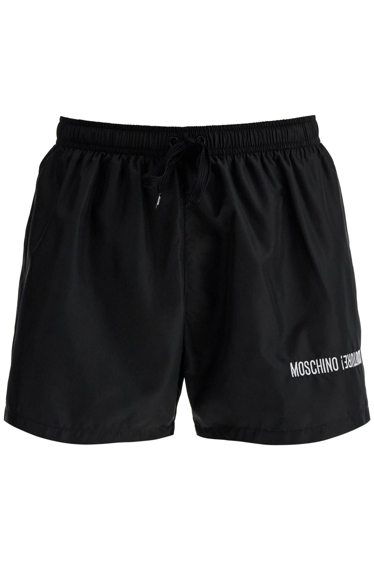 Shop Moschino Embroidered Sea Boxer Shorts In Black