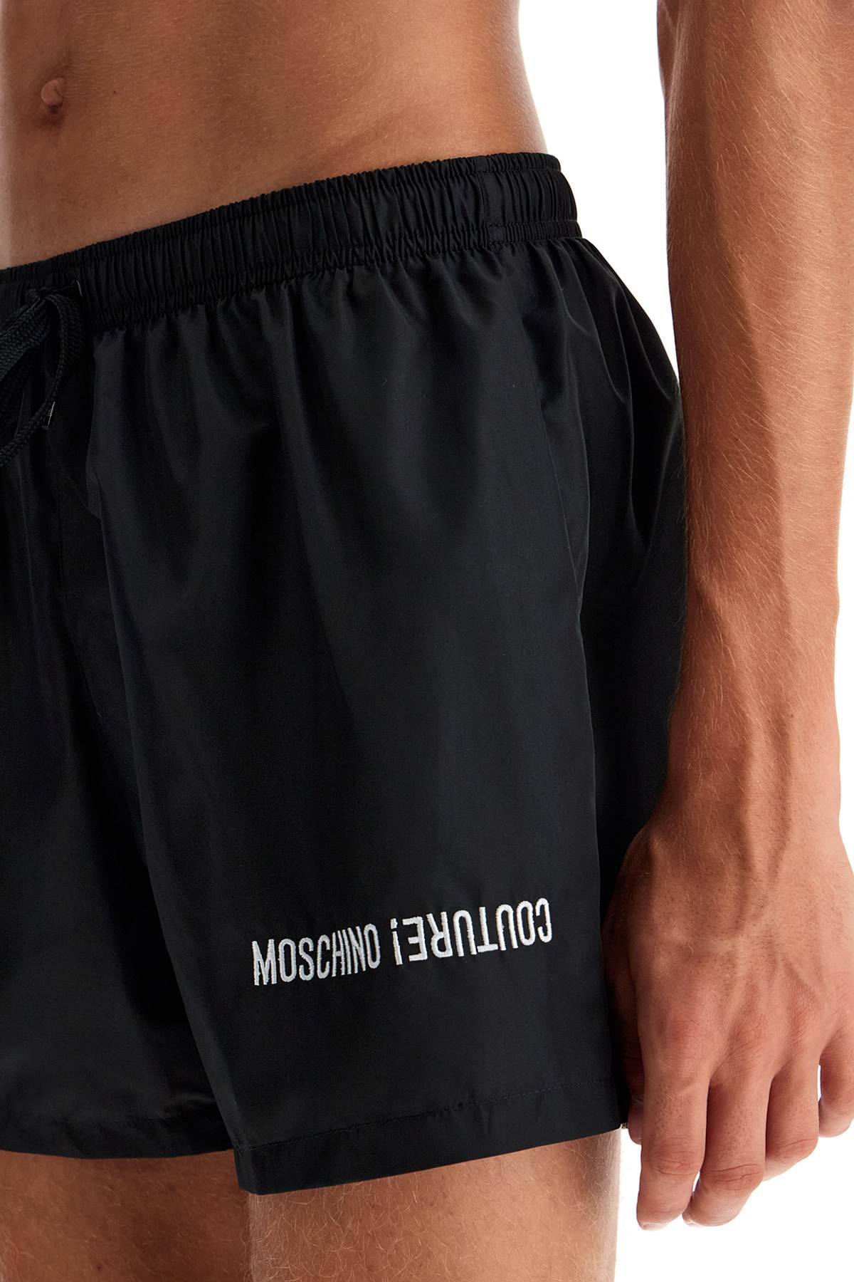 Shop Moschino Embroidered Sea Boxer Shorts In Black