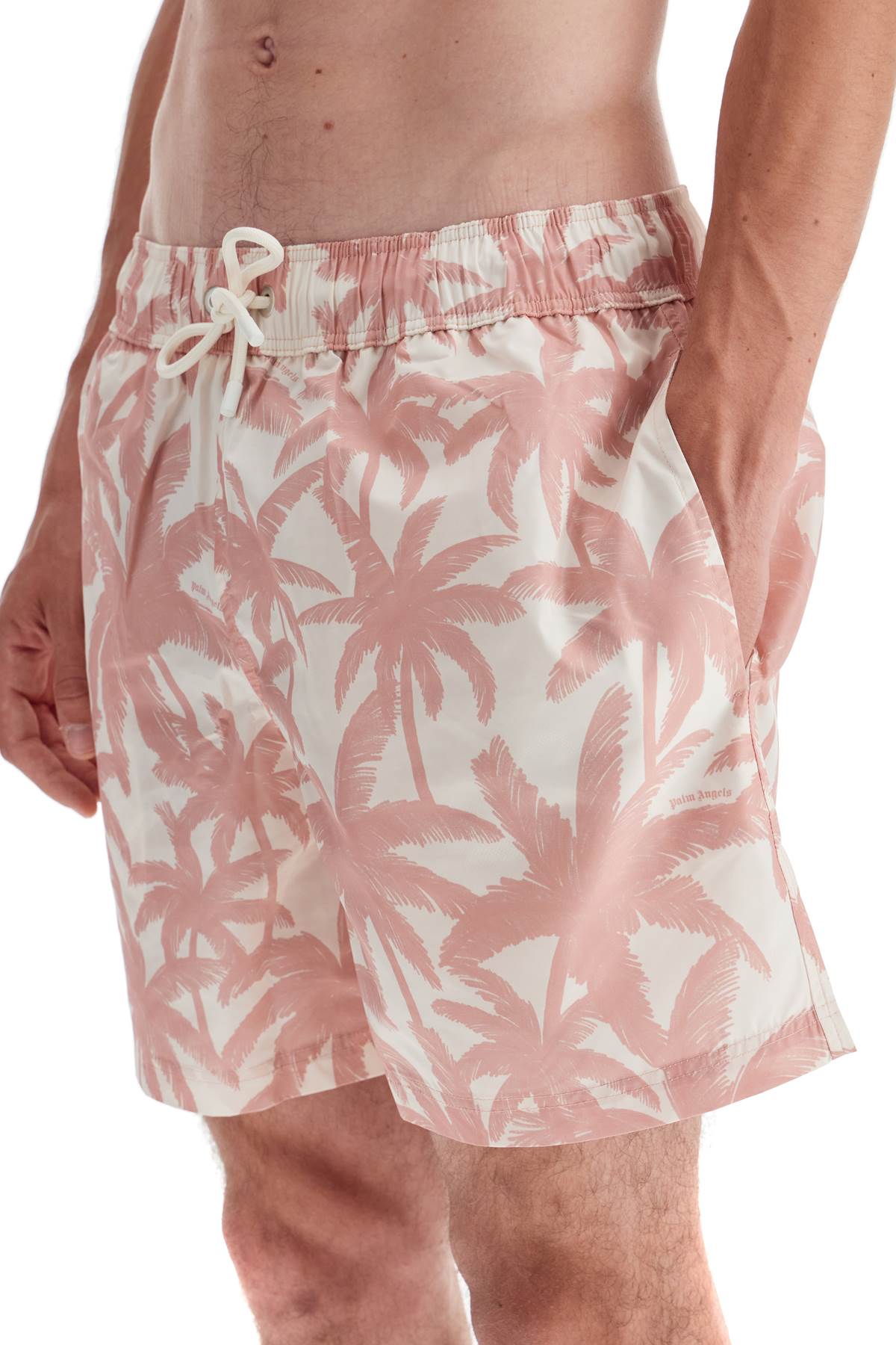 Shop Palm Angels Beach Print Palm Tree Bermuda In White