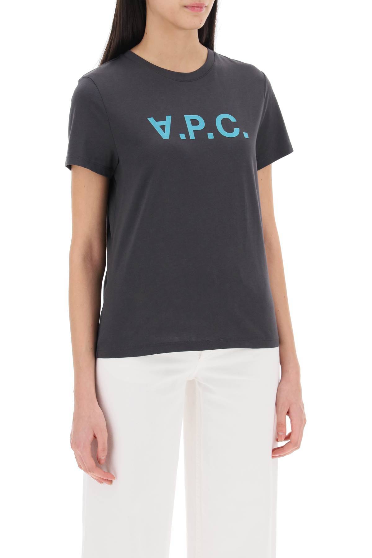 Shop Apc T-shirt With Flocked Vpc Logo In Grey