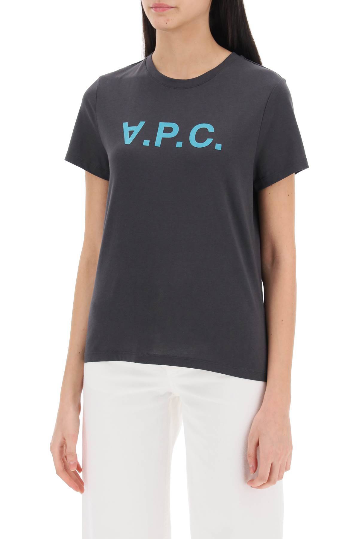 Shop Apc T-shirt With Flocked Vpc Logo In Grey