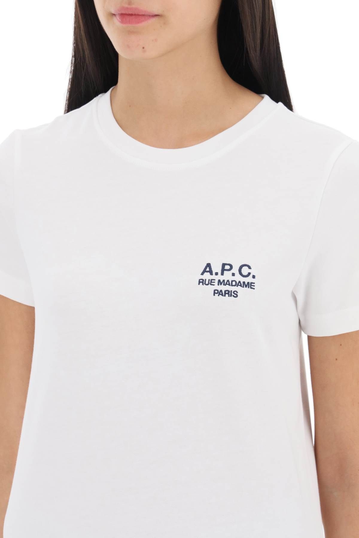 Shop Apc Denise T-shirt With Logo Embroidery In White