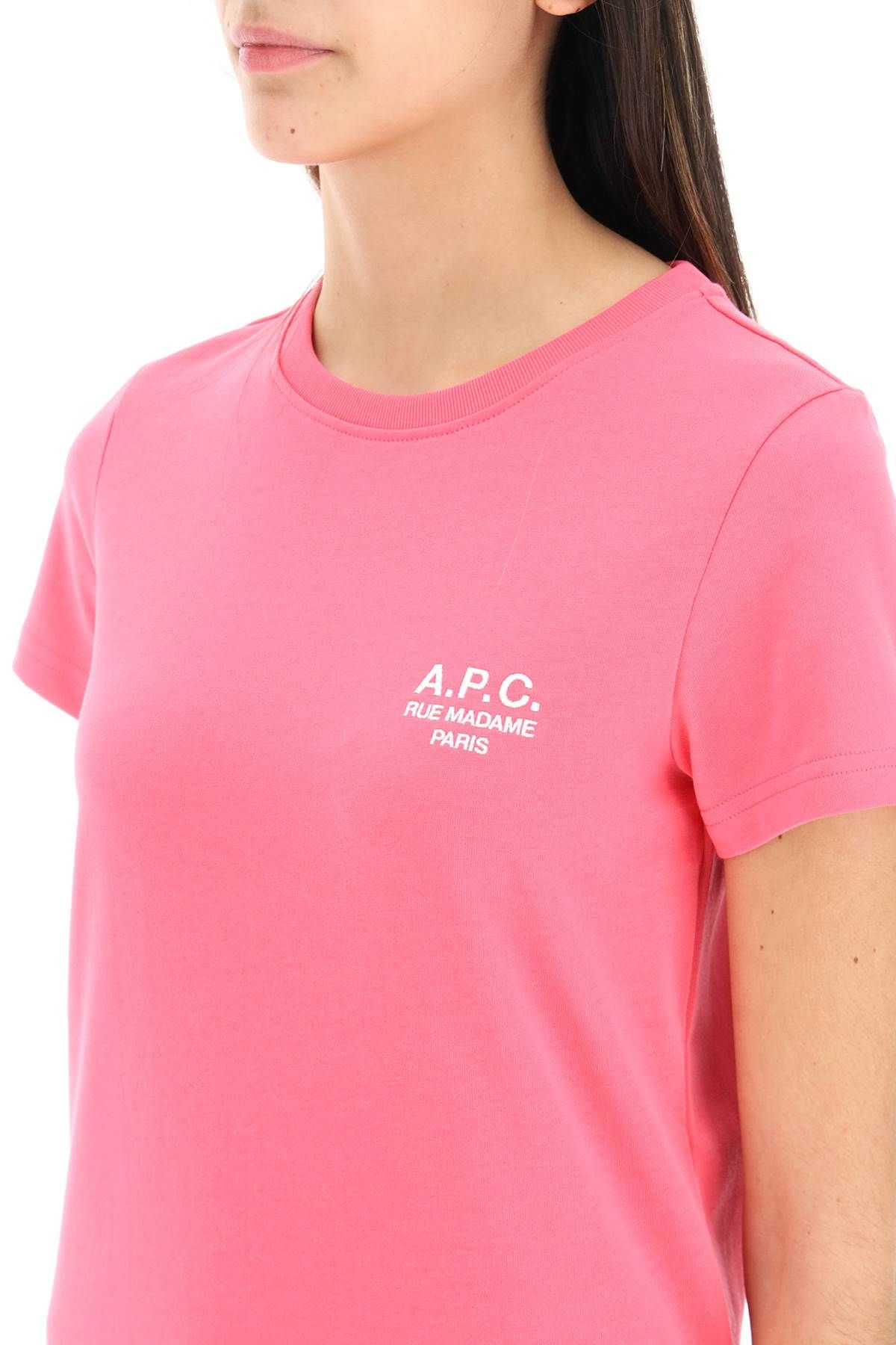 Shop Apc 'new Denise' T-shirt With Logo Embroidery In Fuchsia