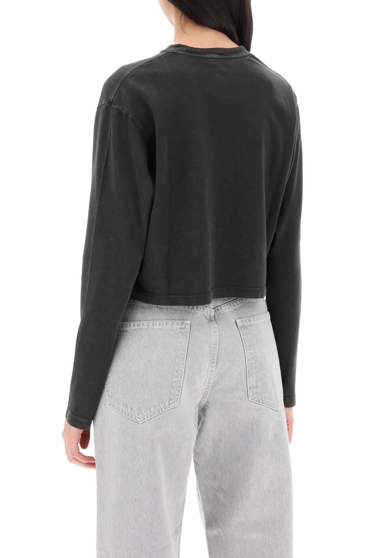 Shop Agolde "cropped Long-sleeved Mason T In Grey