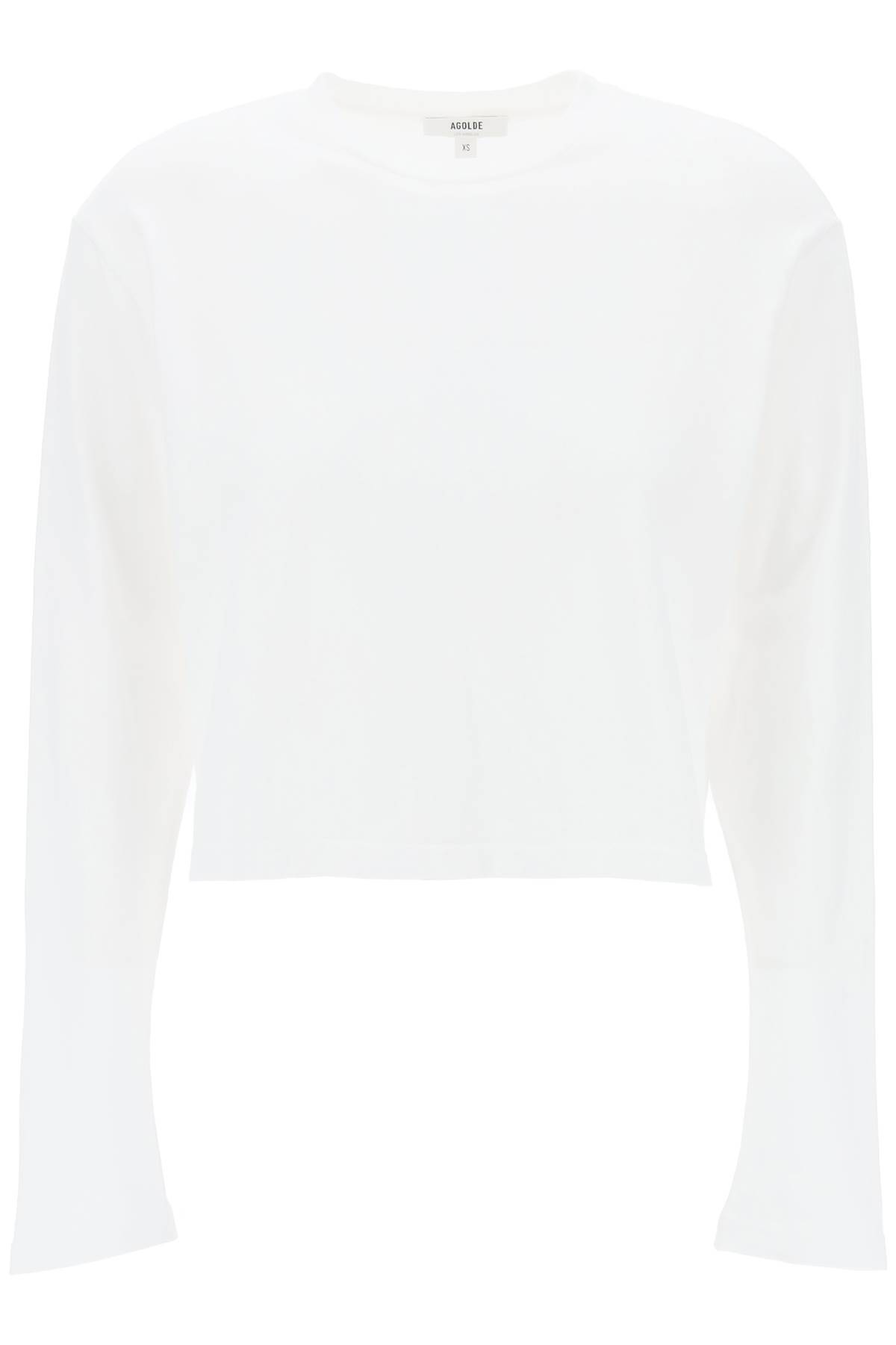 Shop Agolde "cropped Long-sleeved Mason T In White