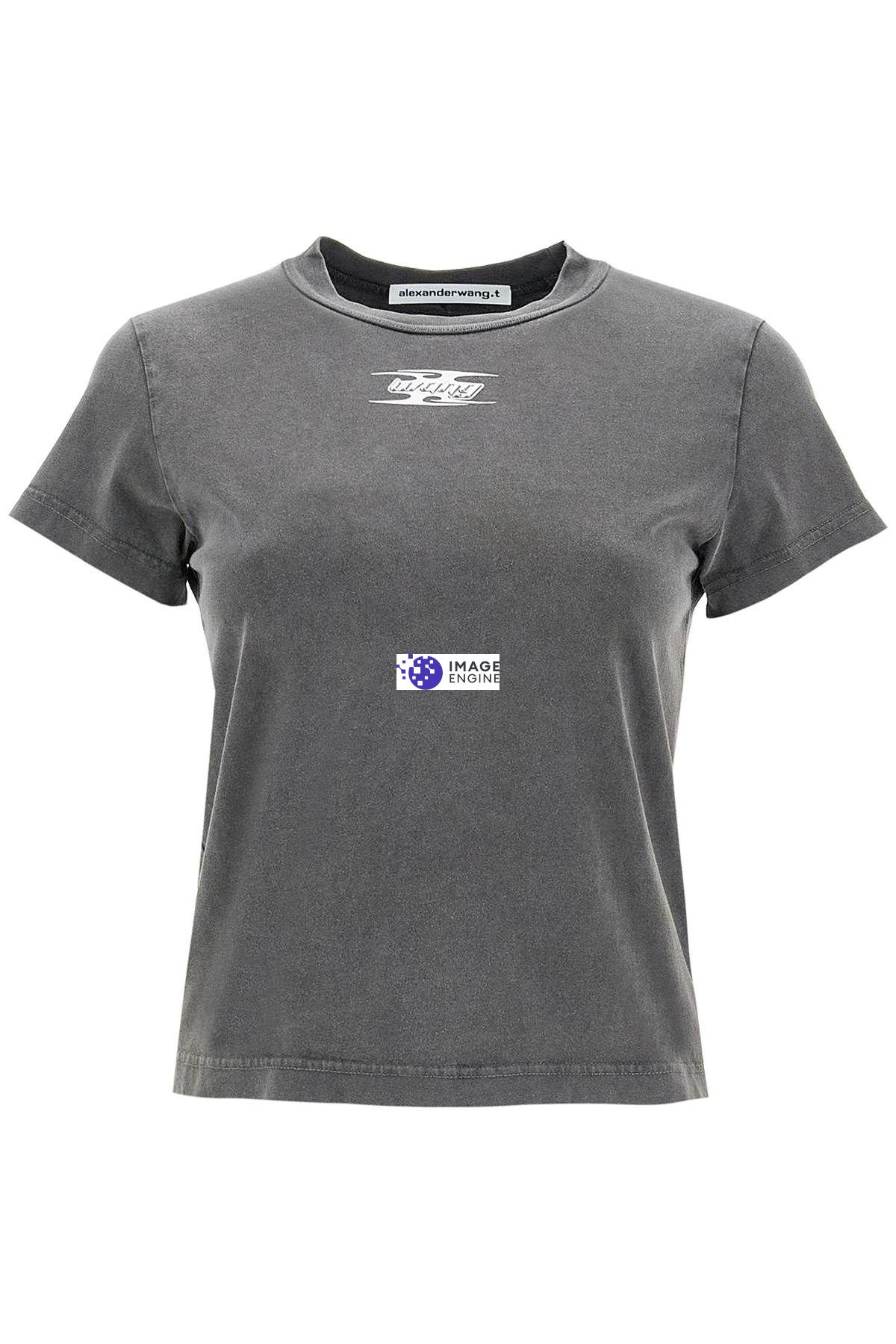 Alexander Wang Blade Logo-embossed Tee In Cotton In Grey