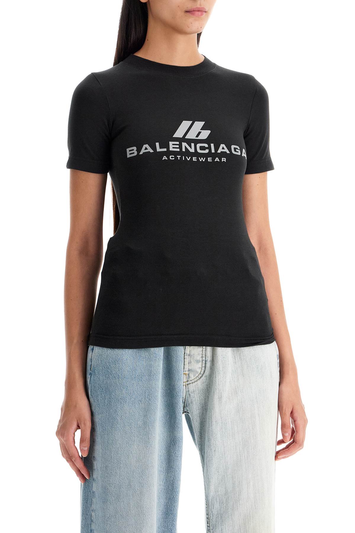 Shop Balenciaga Reflective Logo T-shirt In Black