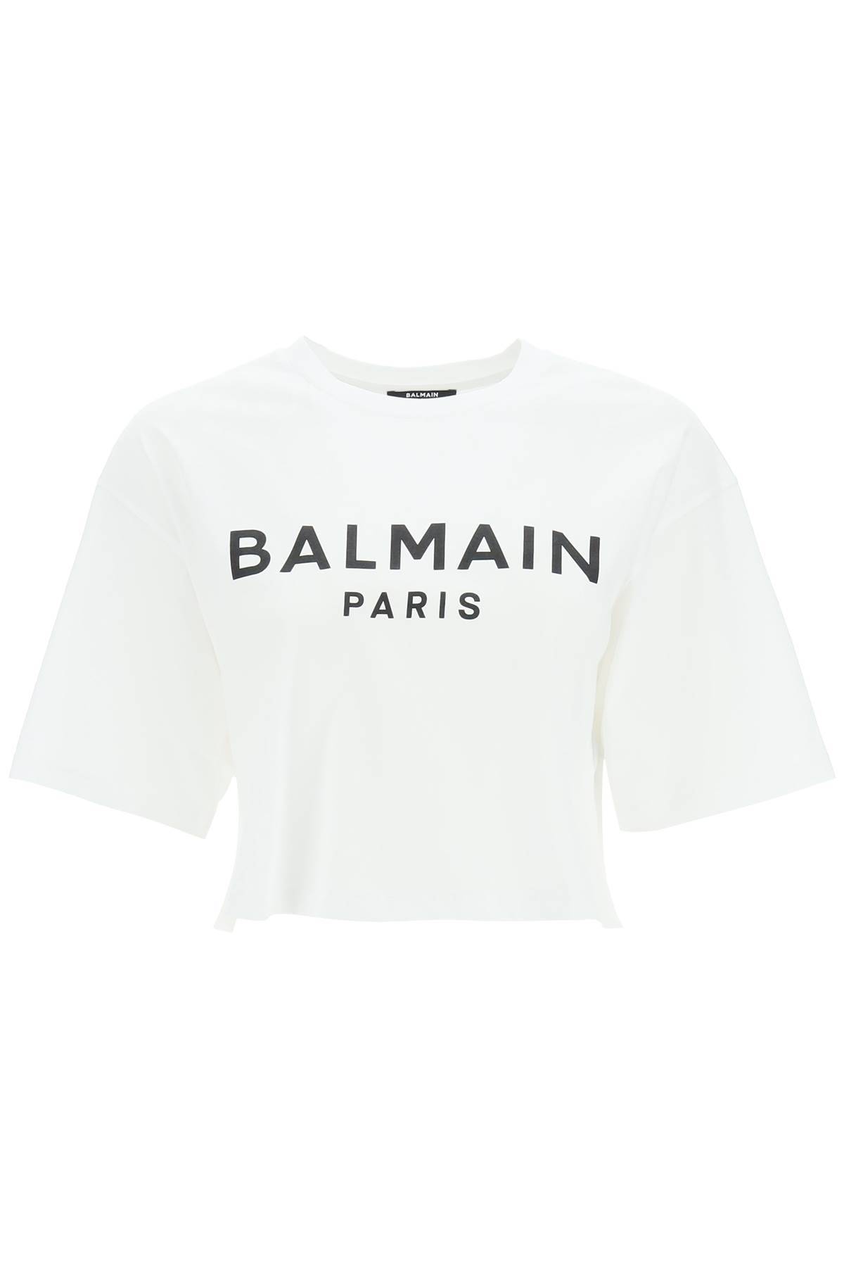 Shop Balmain Logo Print Boxy T-shirt In White