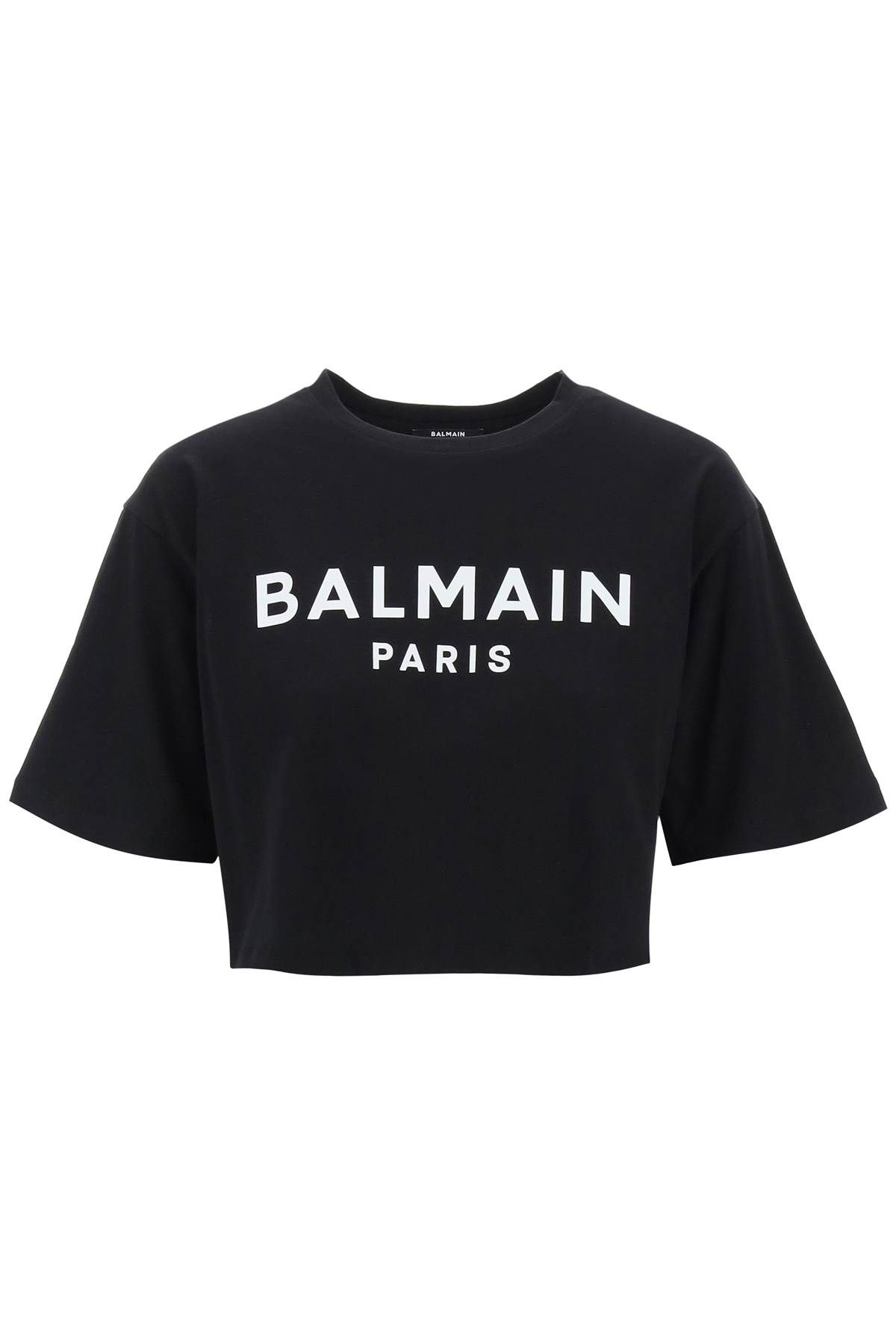Shop Balmain Logo Print Boxy T-shirt In Black