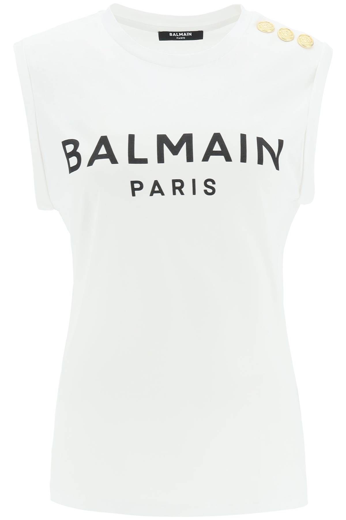 Shop Balmain Logo Top With Embossed Buttons In White