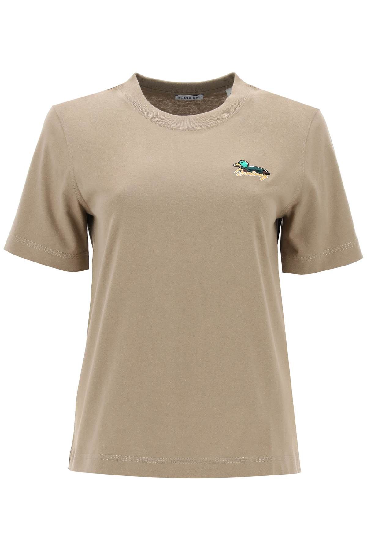 Shop Burberry T-shirt With Duck Detail In Khaki