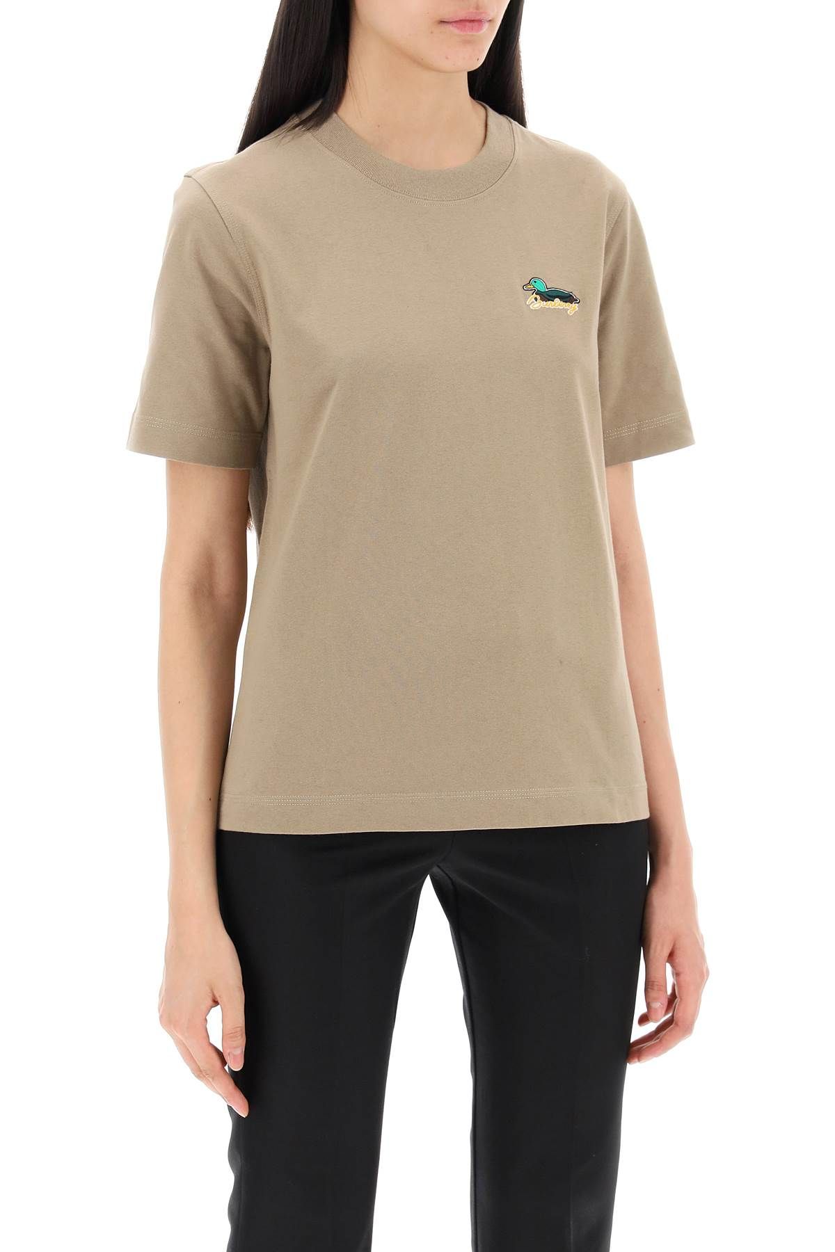 Shop Burberry T-shirt With Duck Detail In Khaki