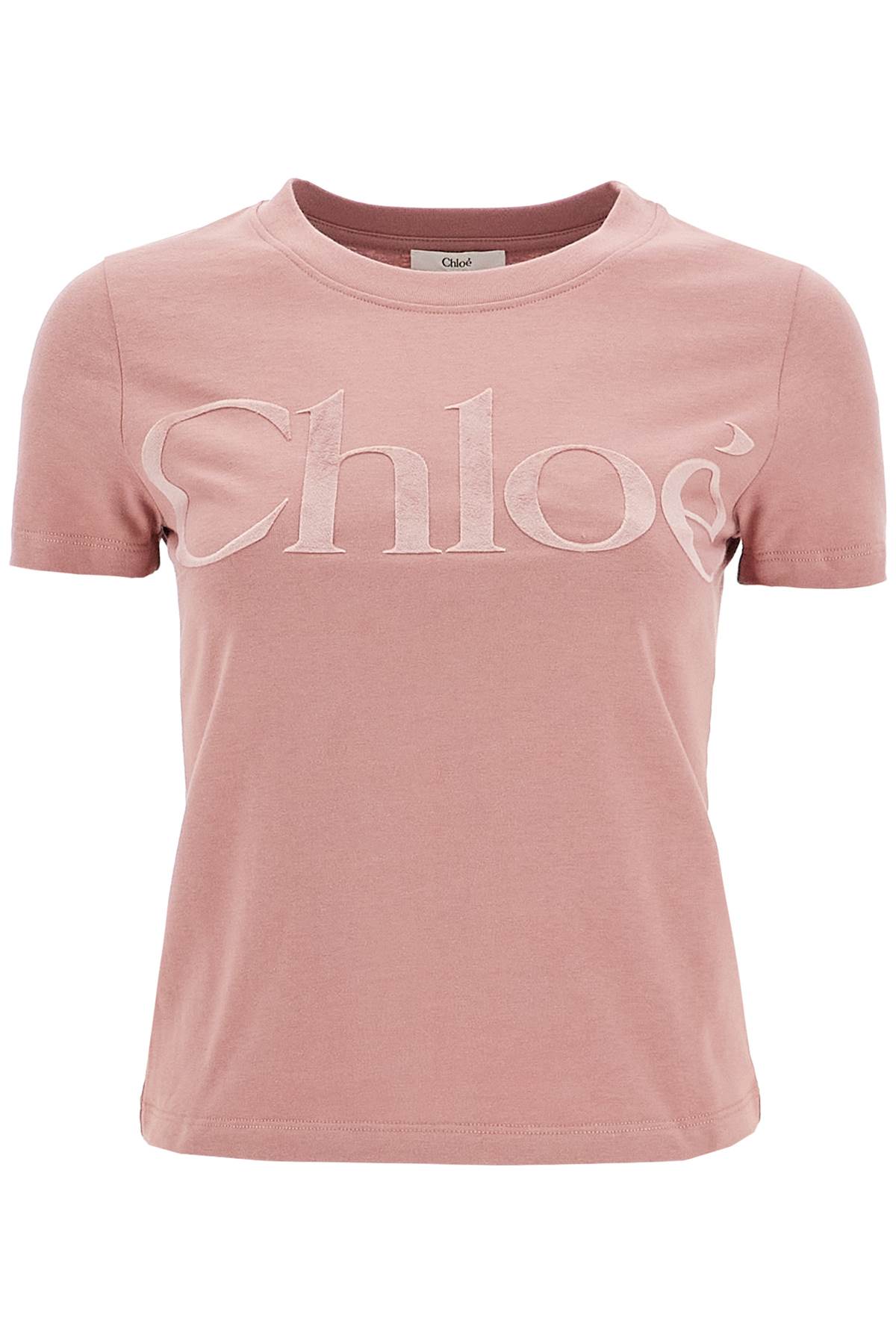 Shop Chloé Velour Logo T-shirt With In Pink