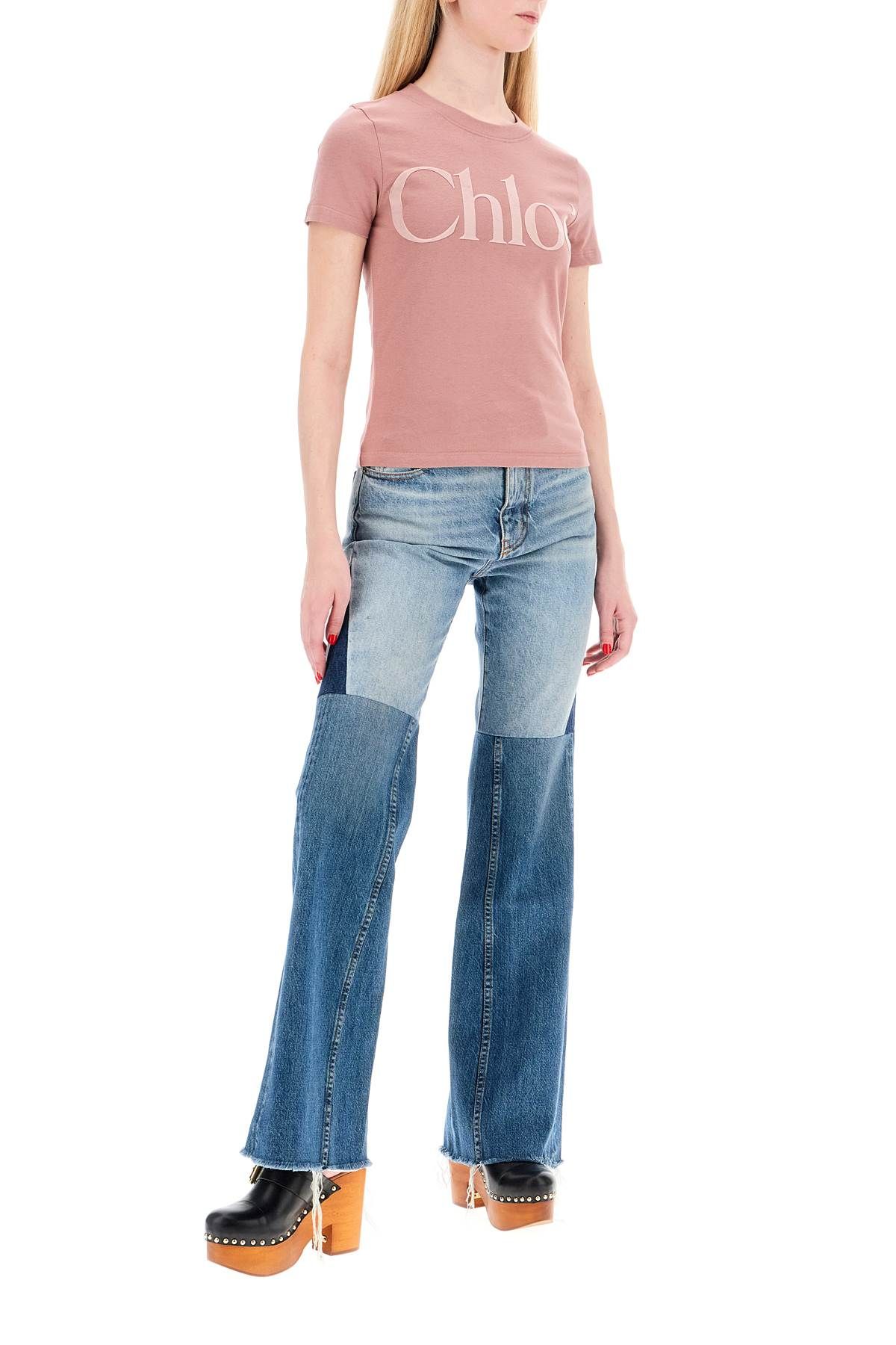 Shop Chloé Velour Logo T-shirt With In Pink