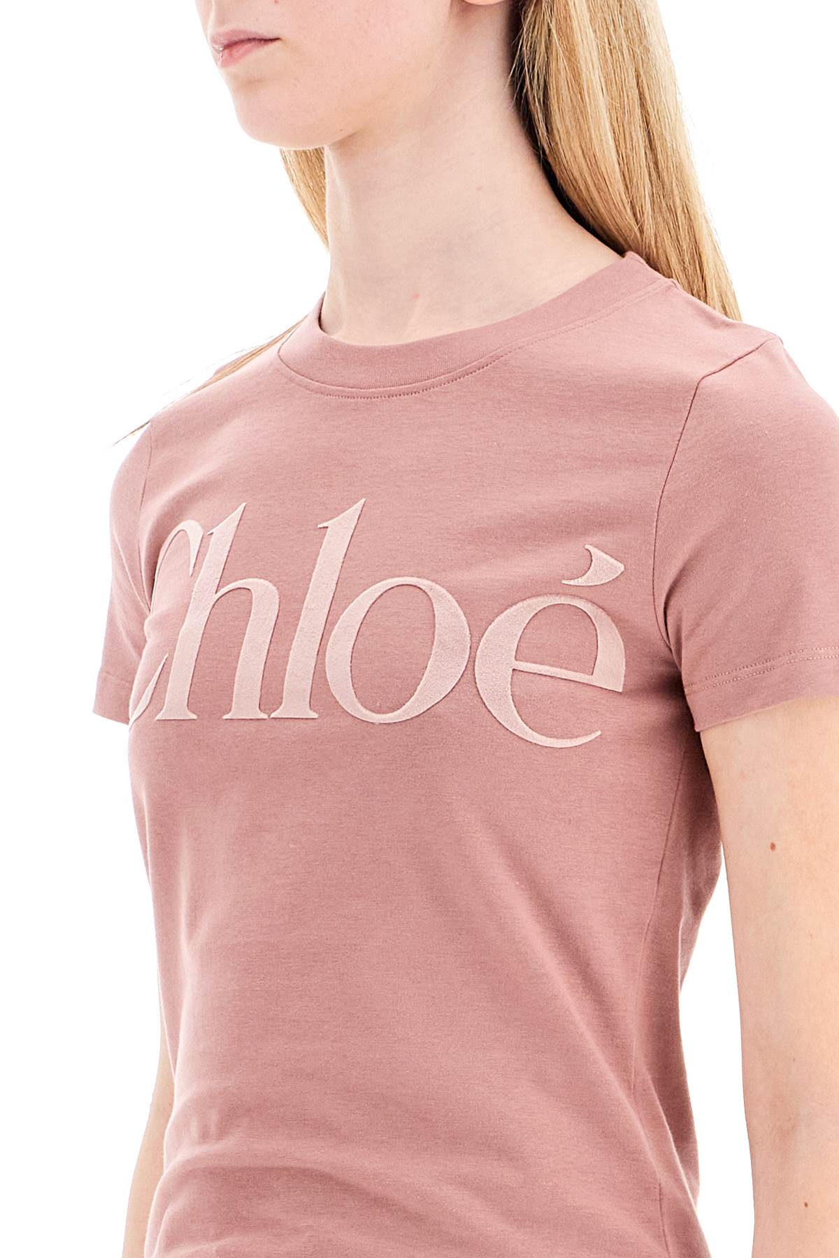 Shop Chloé Velour Logo T-shirt With In Pink