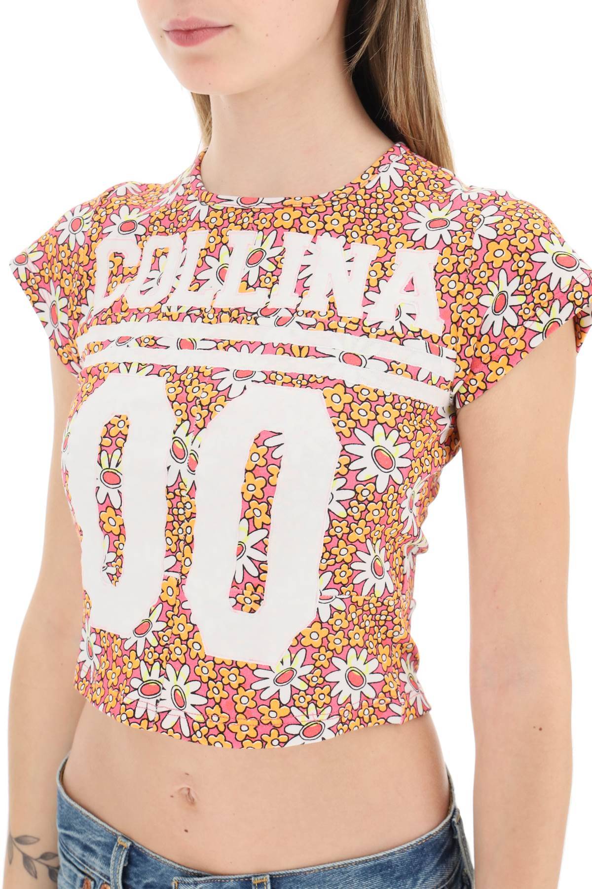 Shop Collina Strada 'hi-liter' Cropped T-shirt In Orange,pink
