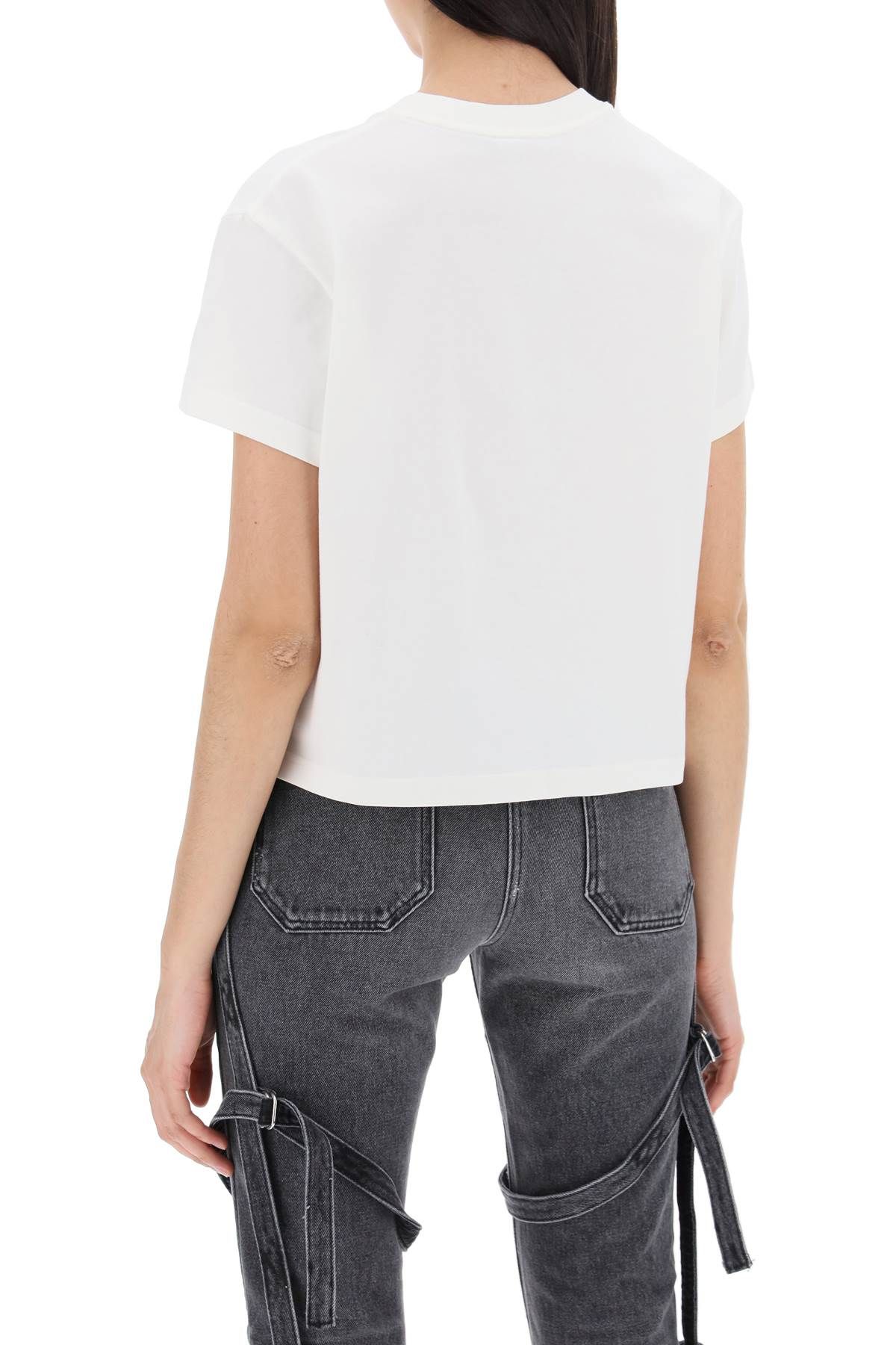 Shop Courrèges Cropped Logo T-shirt With In White
