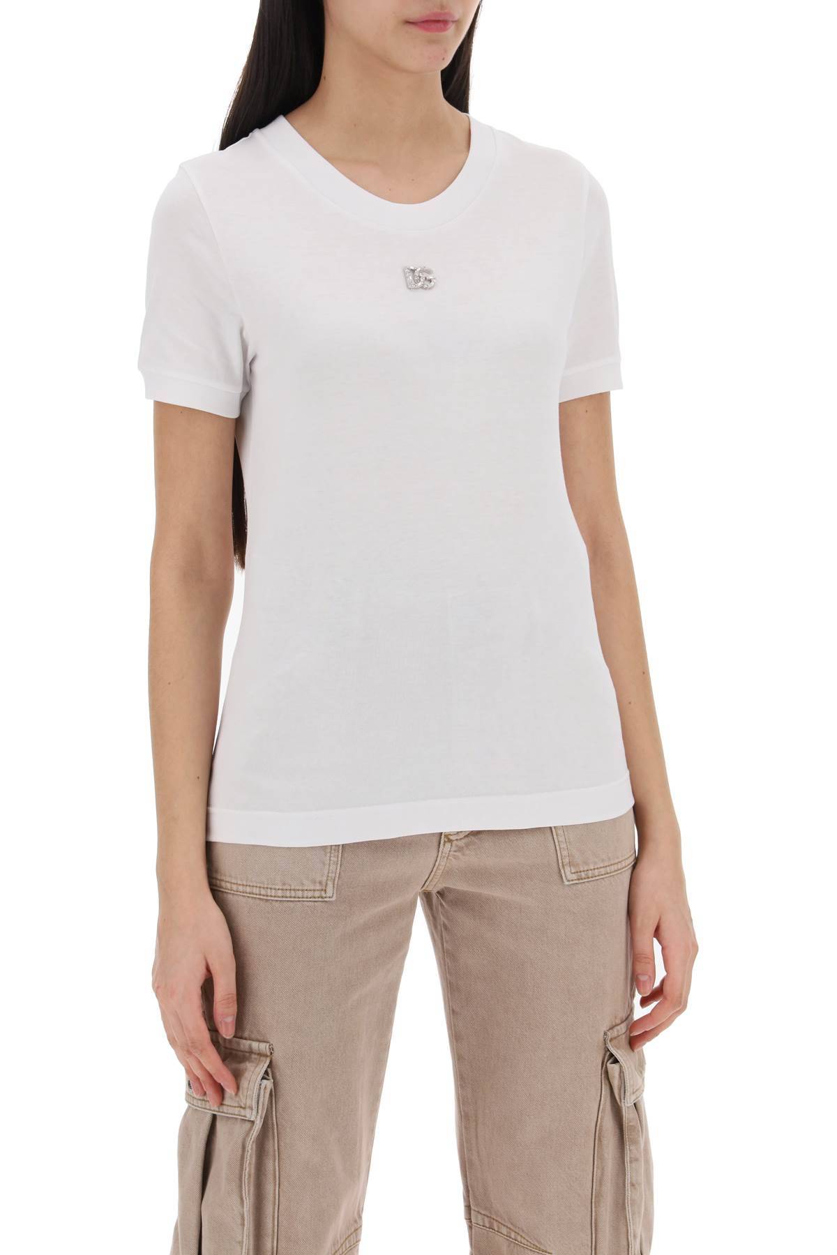 Shop Dolce & Gabbana Dg Crystal Logo T-shirt For In White