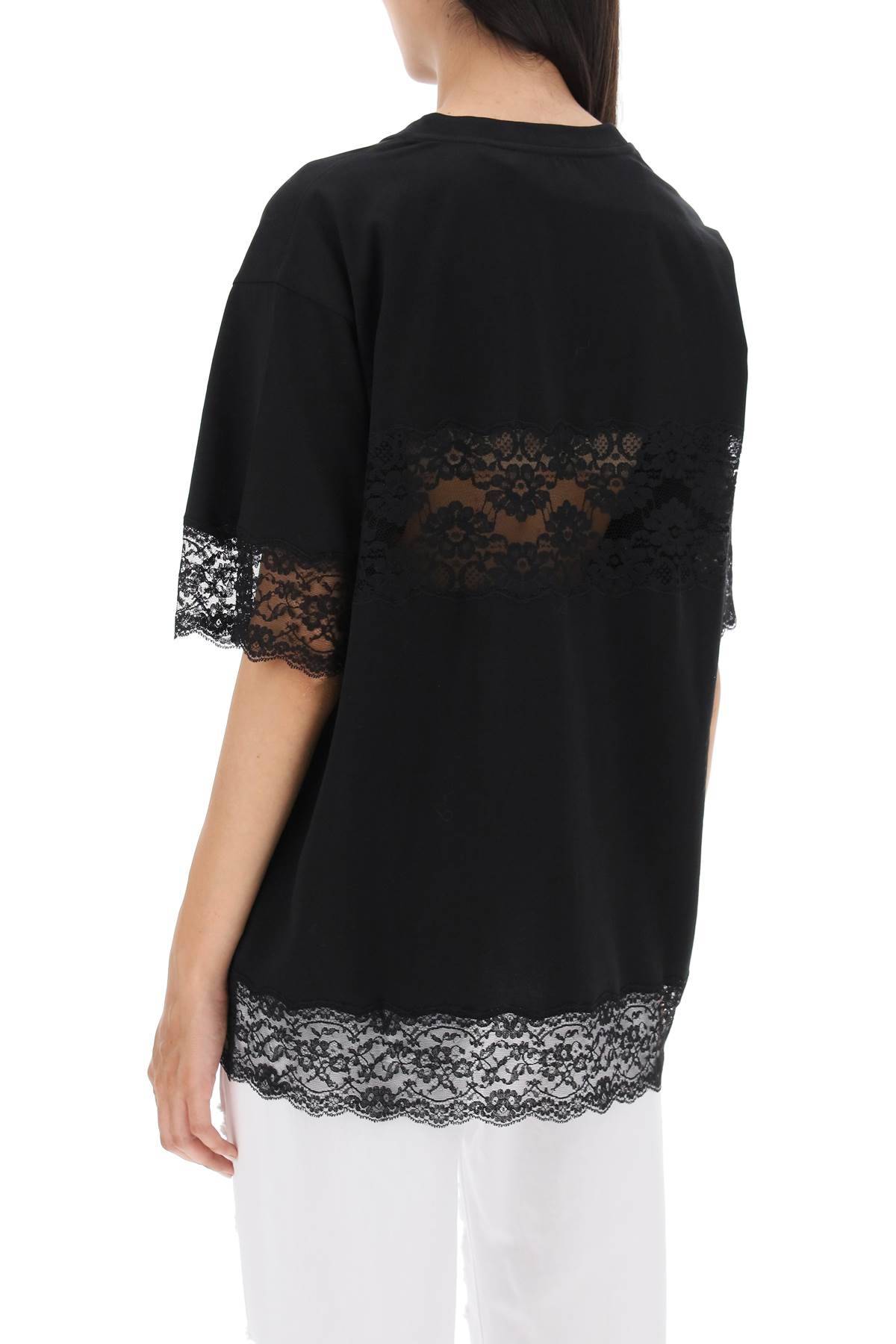 Shop Dolce & Gabbana T-shirt With Lace Inserts In Black