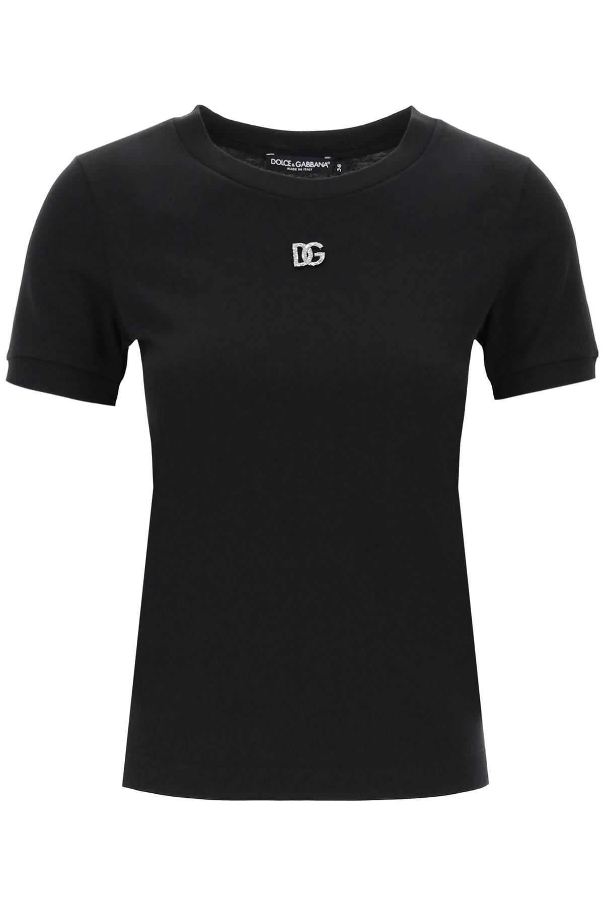 Shop Dolce & Gabbana Dg Crystal Logo T-shirt For In Black