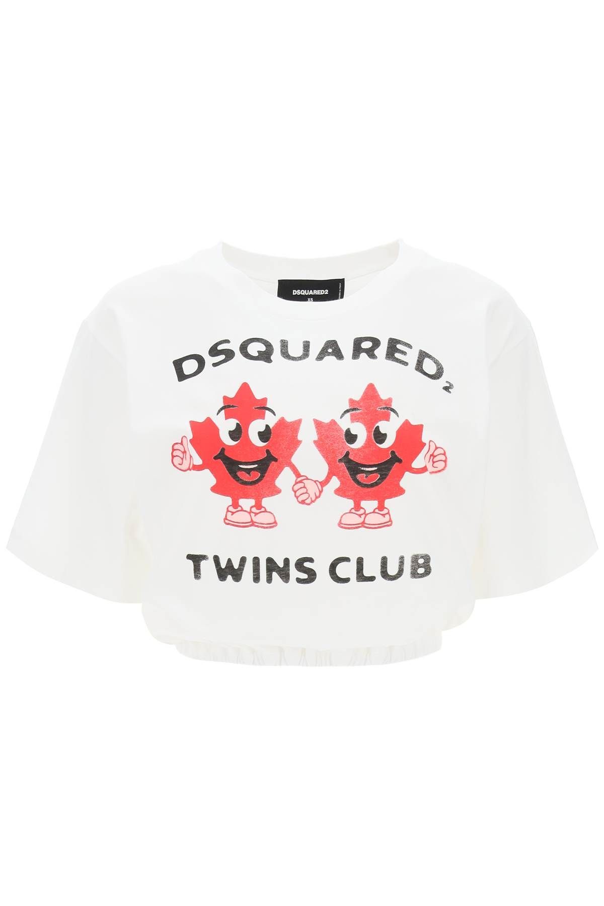 Shop Dsquared2 Cropped T-shirt With Twins Club Print In White